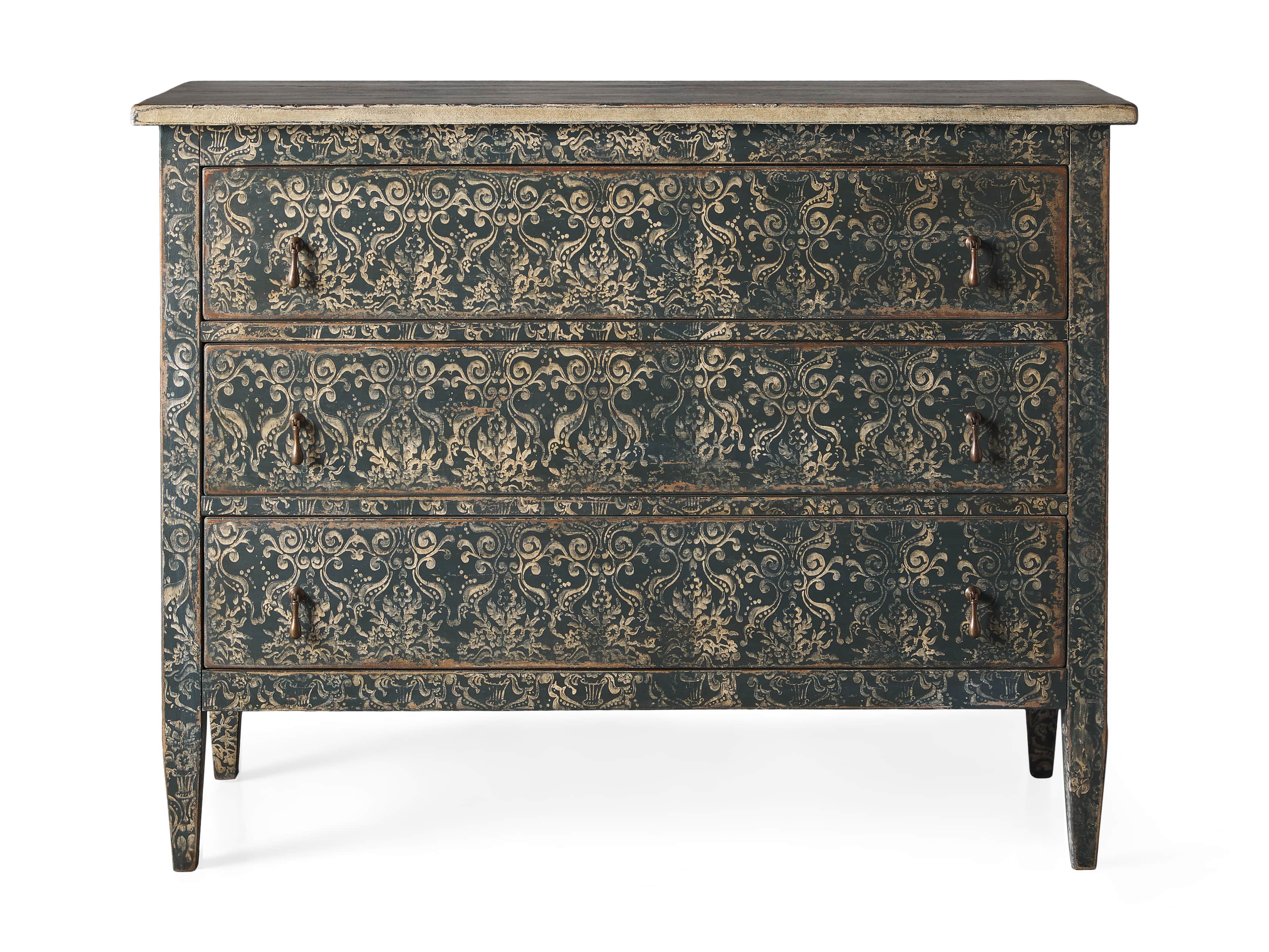 Amalfi 50" Three Chest Drawer in Blue Grigio with White, slide 6 of 6
