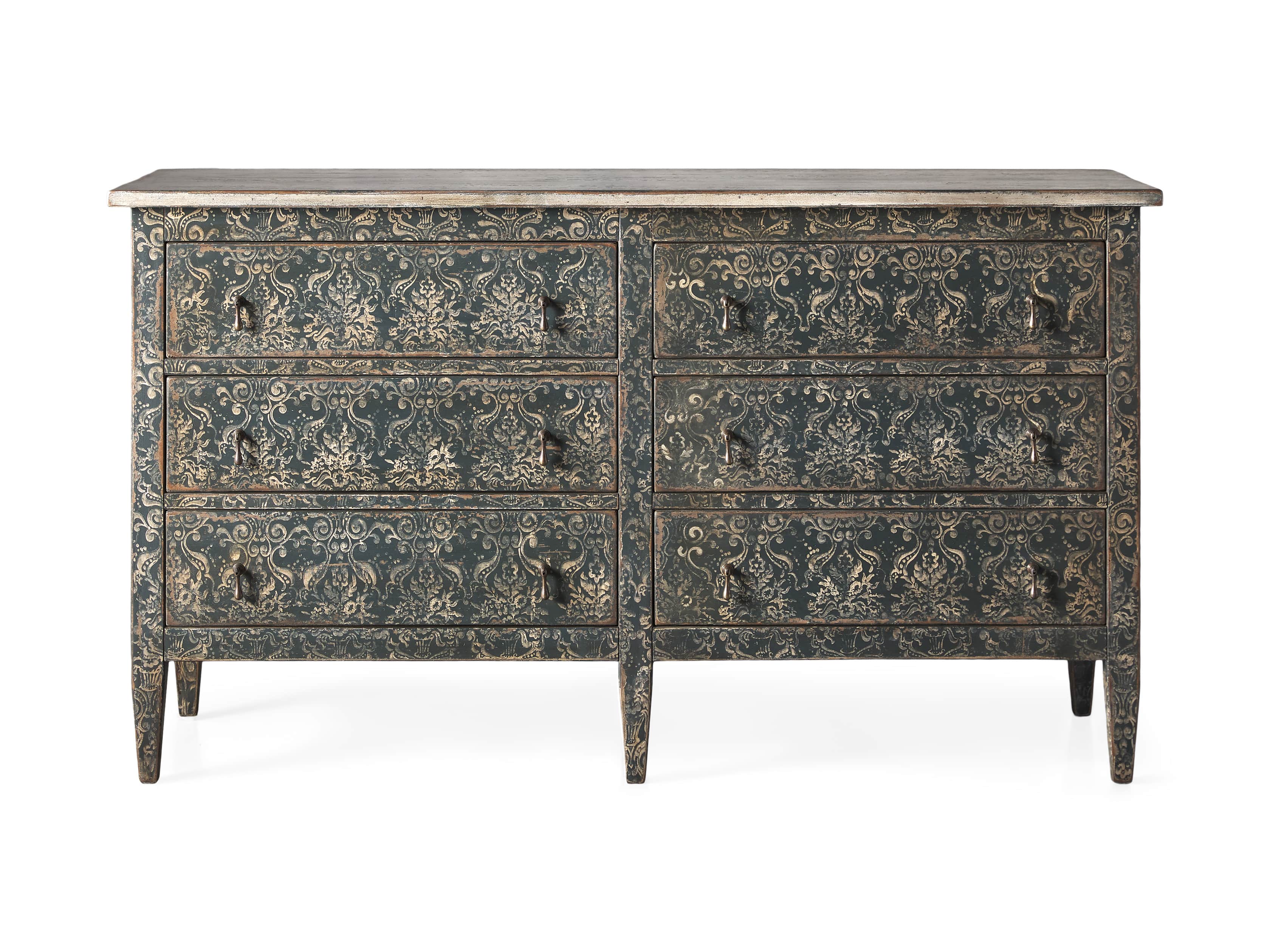 Amalfi 63" Six Chest Drawer in Blue Grigio with White, slide 6 of 6