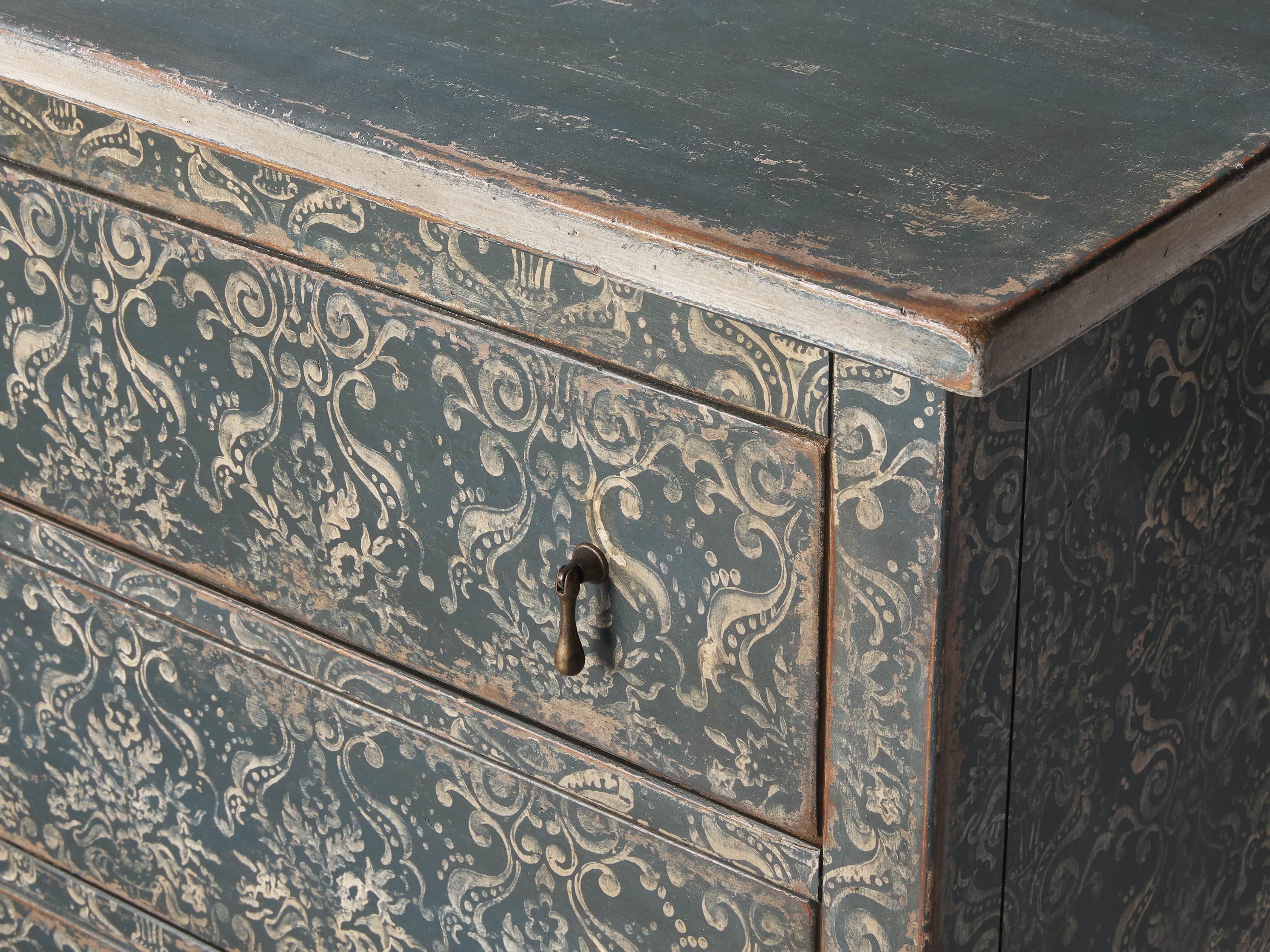 Amalfi 63" Six Chest Drawer in Blue Grigio with White, slide 3 of 6