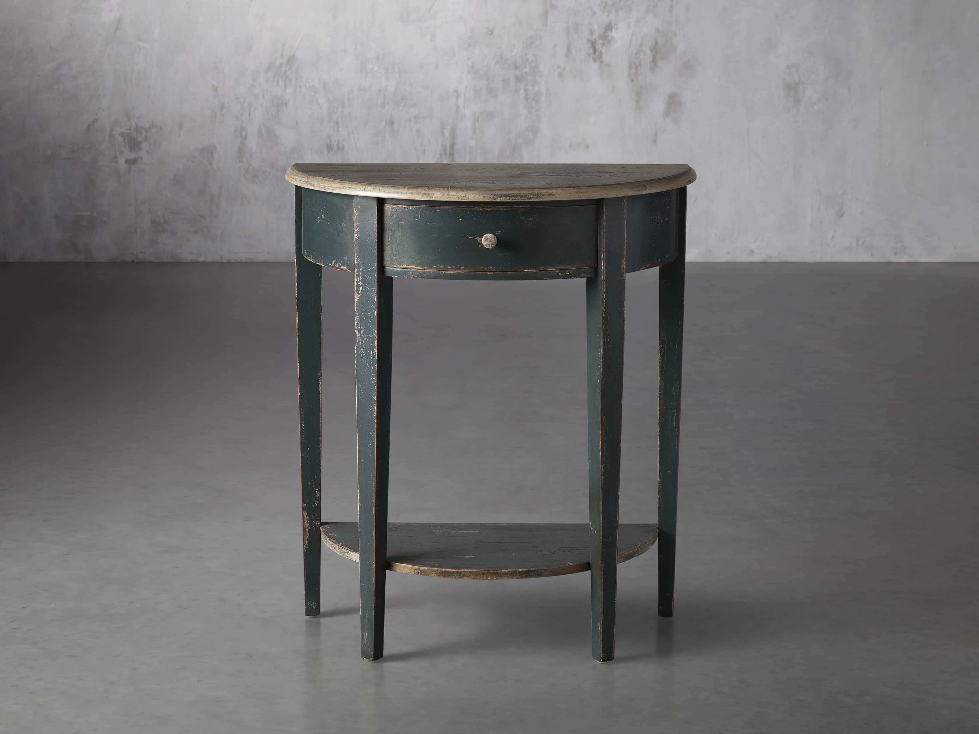 Amalfi 24.5" Demilune Side Table in Blue Grigio, slide 1 of 3