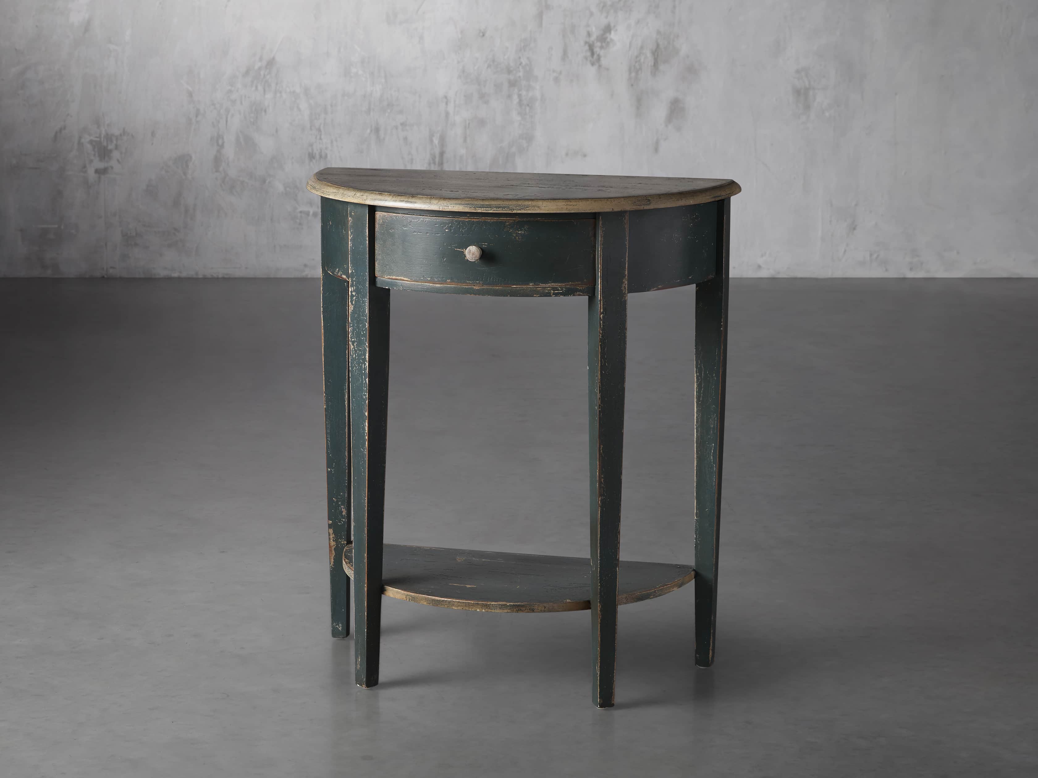 Amalfi 24.5" Demilune Side Table in Blue Grigio, slide 2 of 3