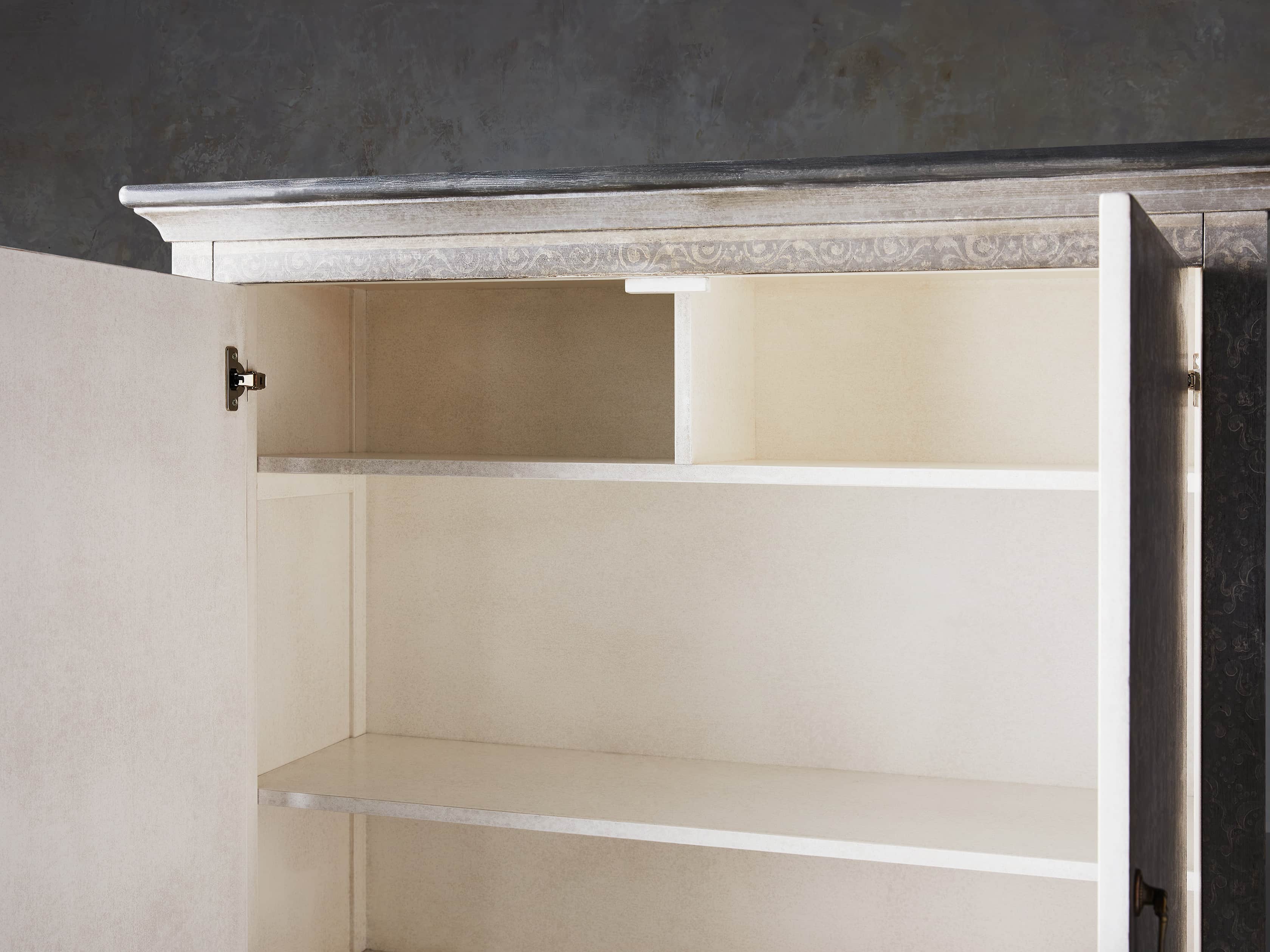 Amalfi 44.5" Modello Isabella 4 Door Chest in Dolphine Grey, slide 4 of 5