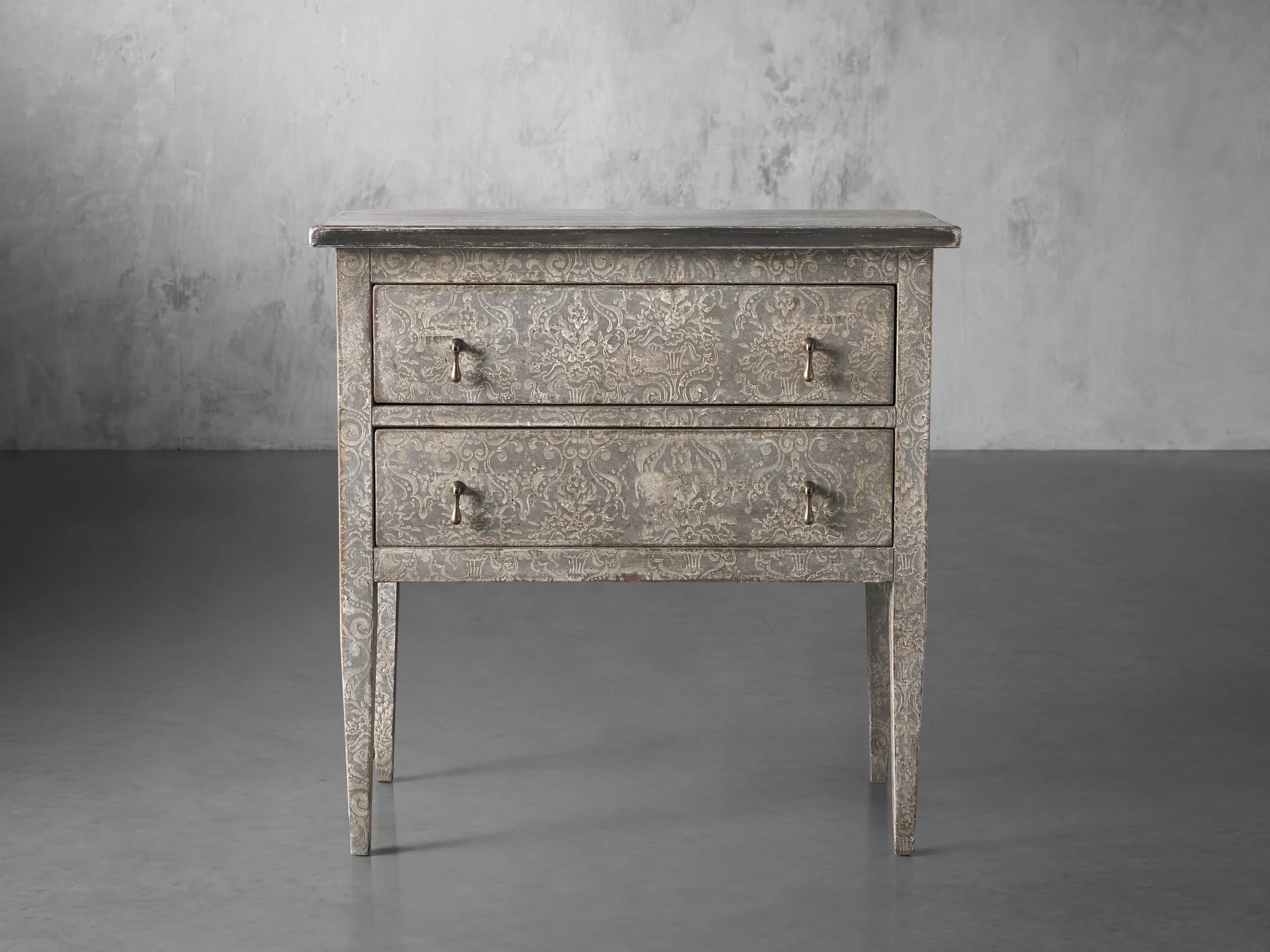 Amalfi 31.5" Small Two Chest Drawer in Dolphine Grey with Bianco, slide 1 of 5