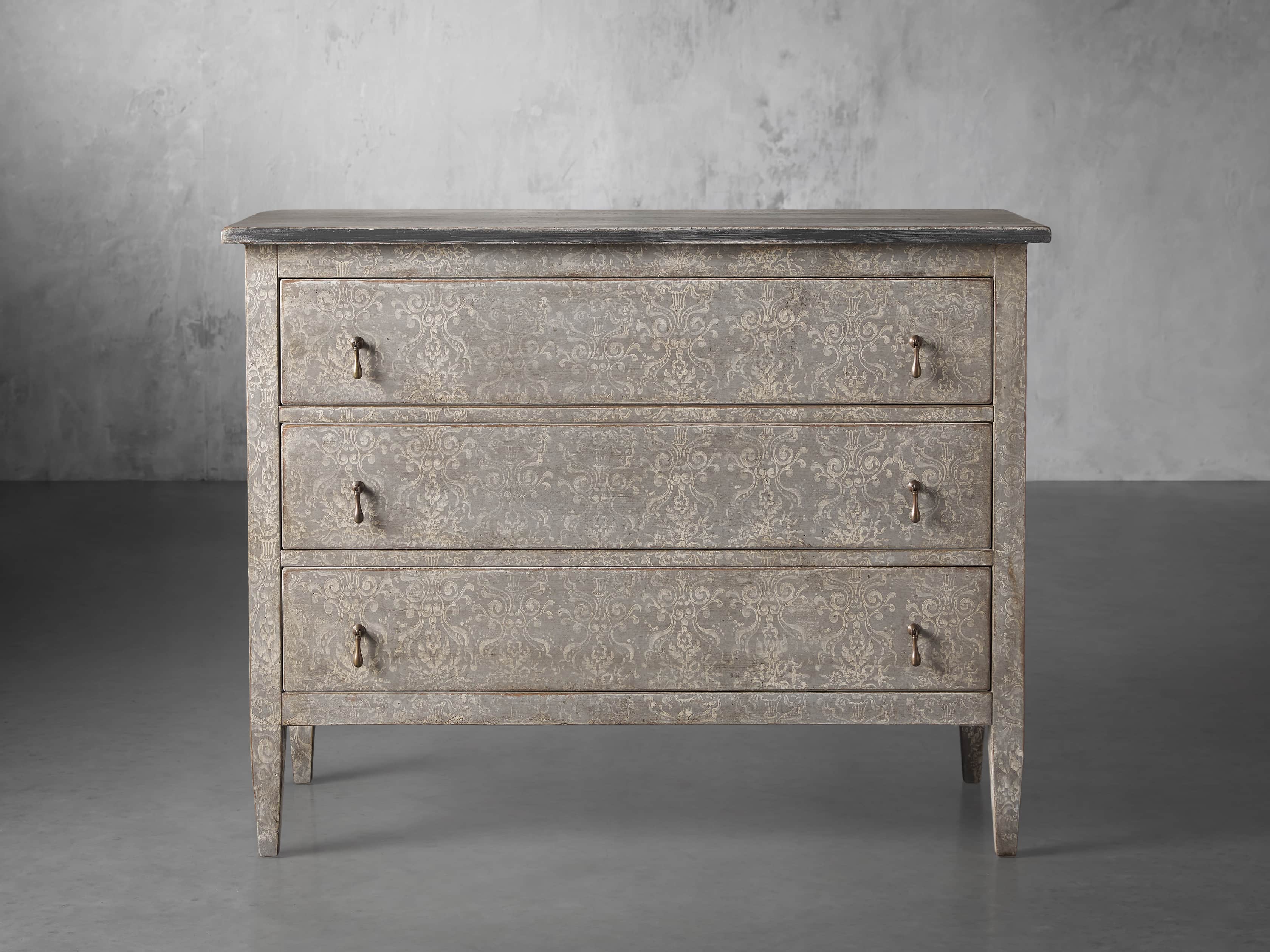 Amalfi 31.5" Three Chest Drawer in Dolphine Grey with Bianco, slide 1 of 6