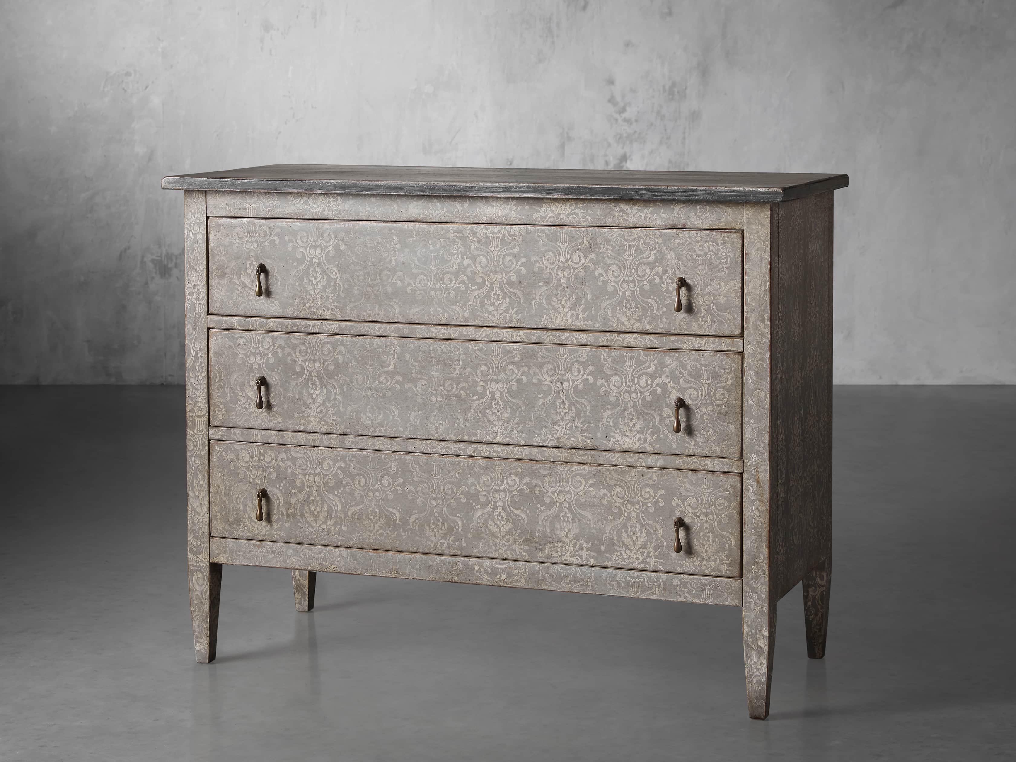 Amalfi 31.5" Three Chest Drawer in Dolphine Grey with Bianco, slide 2 of 6