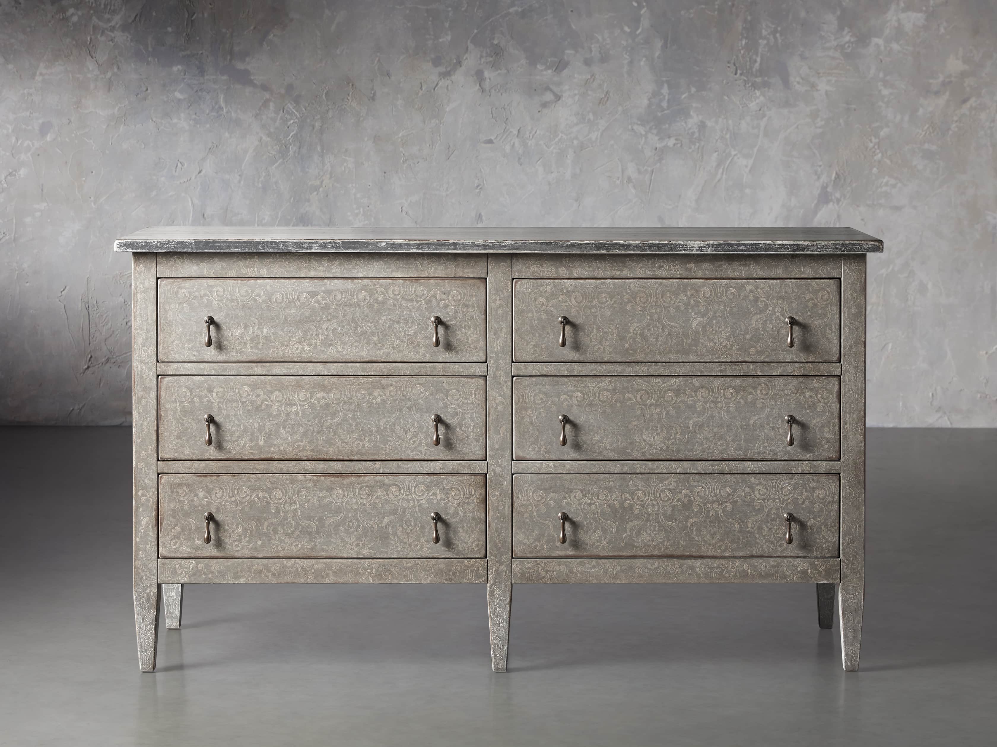 Amalfi 63" Six Chest Drawer in Dolphine Grey with Bianco, slide 1 of 4
