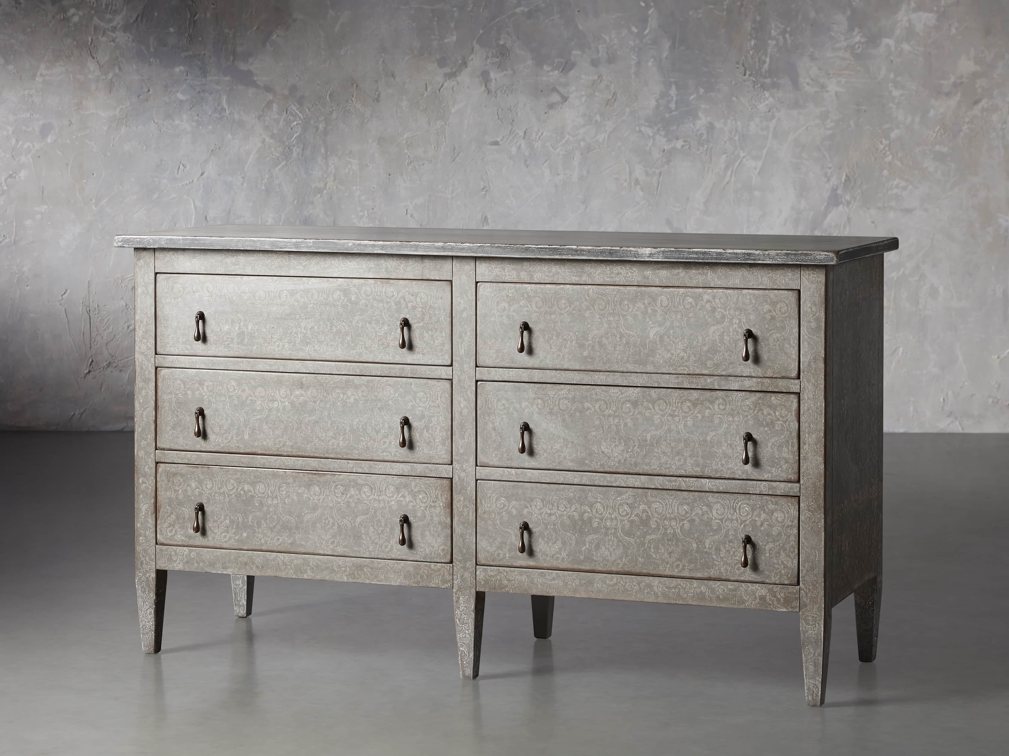 Amalfi 63" Six Chest Drawer in Dolphine Grey with Bianco, slide 2 of 4