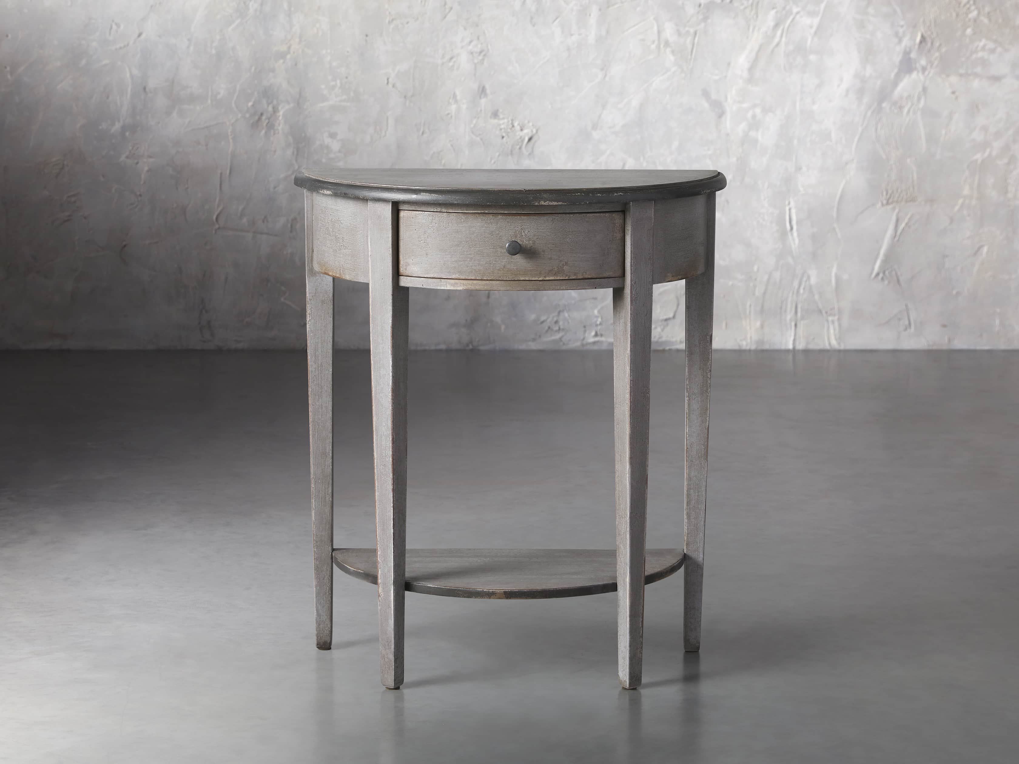 Amalfi 24.5" Demilune Side Table in Dolphine Grey, slide 1 of 5
