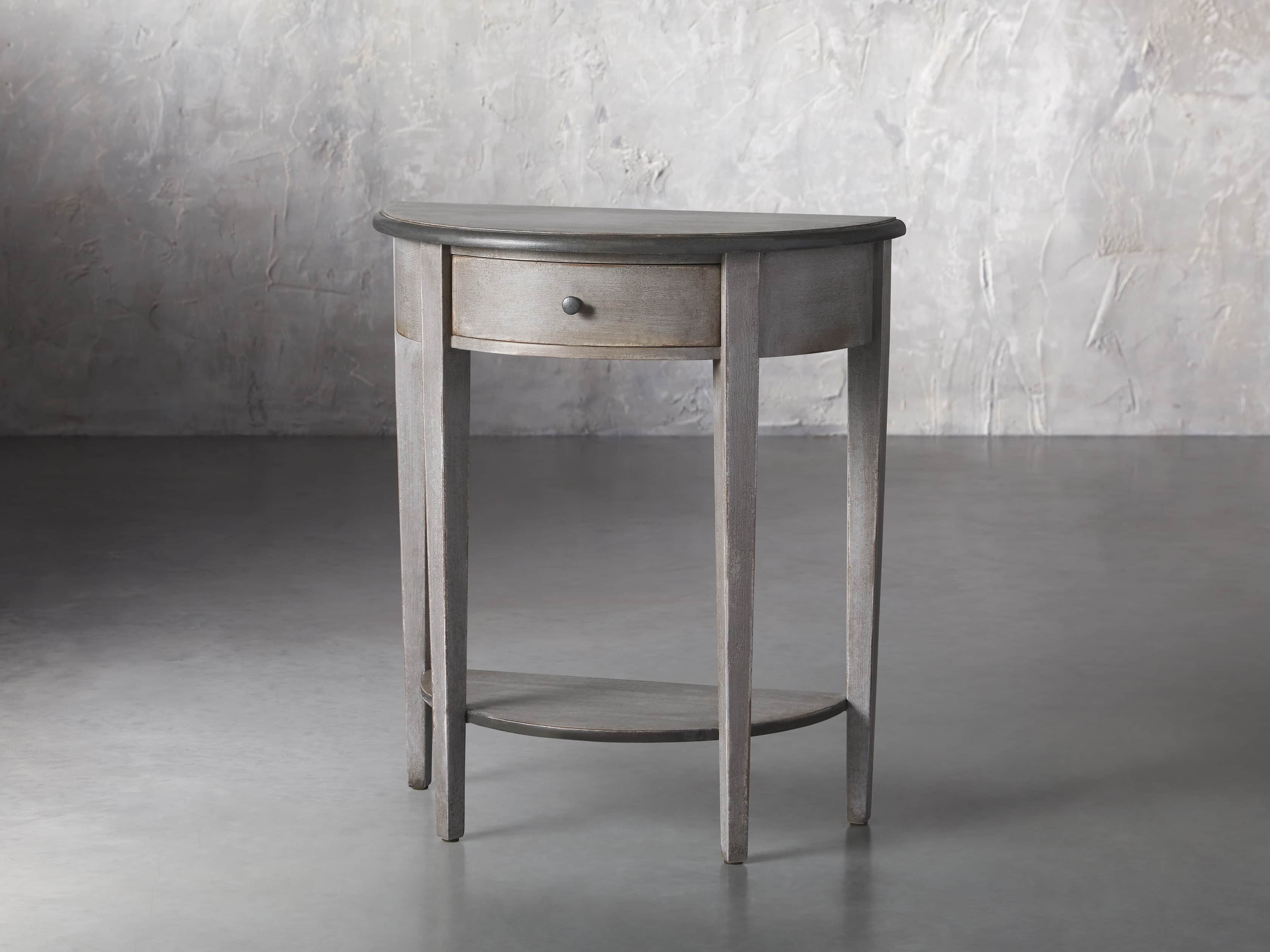 Amalfi 24.5" Demilune Side Table in Dolphine Grey, slide 2 of 5