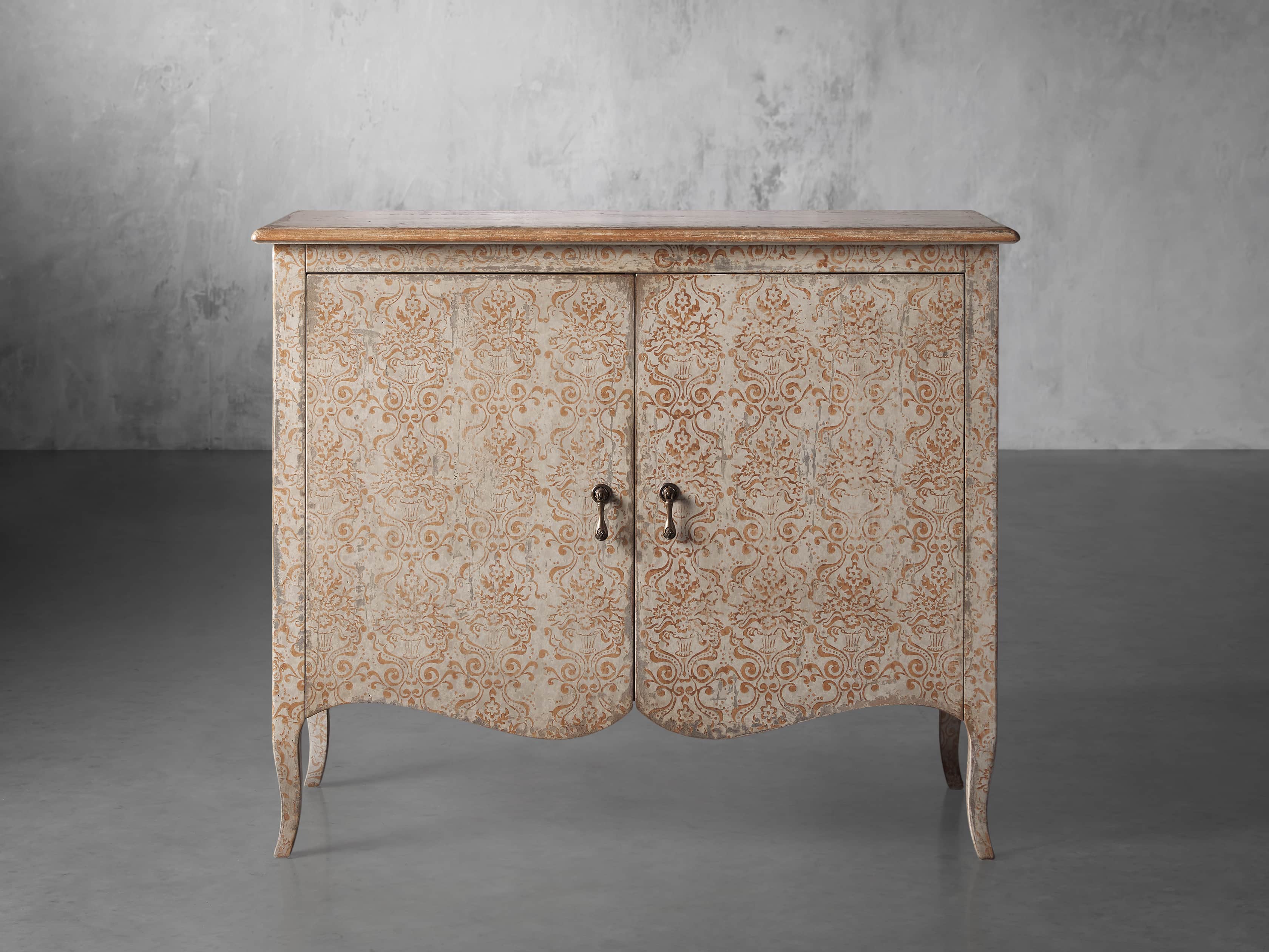 Amalfi 44.5" Modello Isabella 2 Door Chest in Ivory with Terracotta, slide 1 of 5