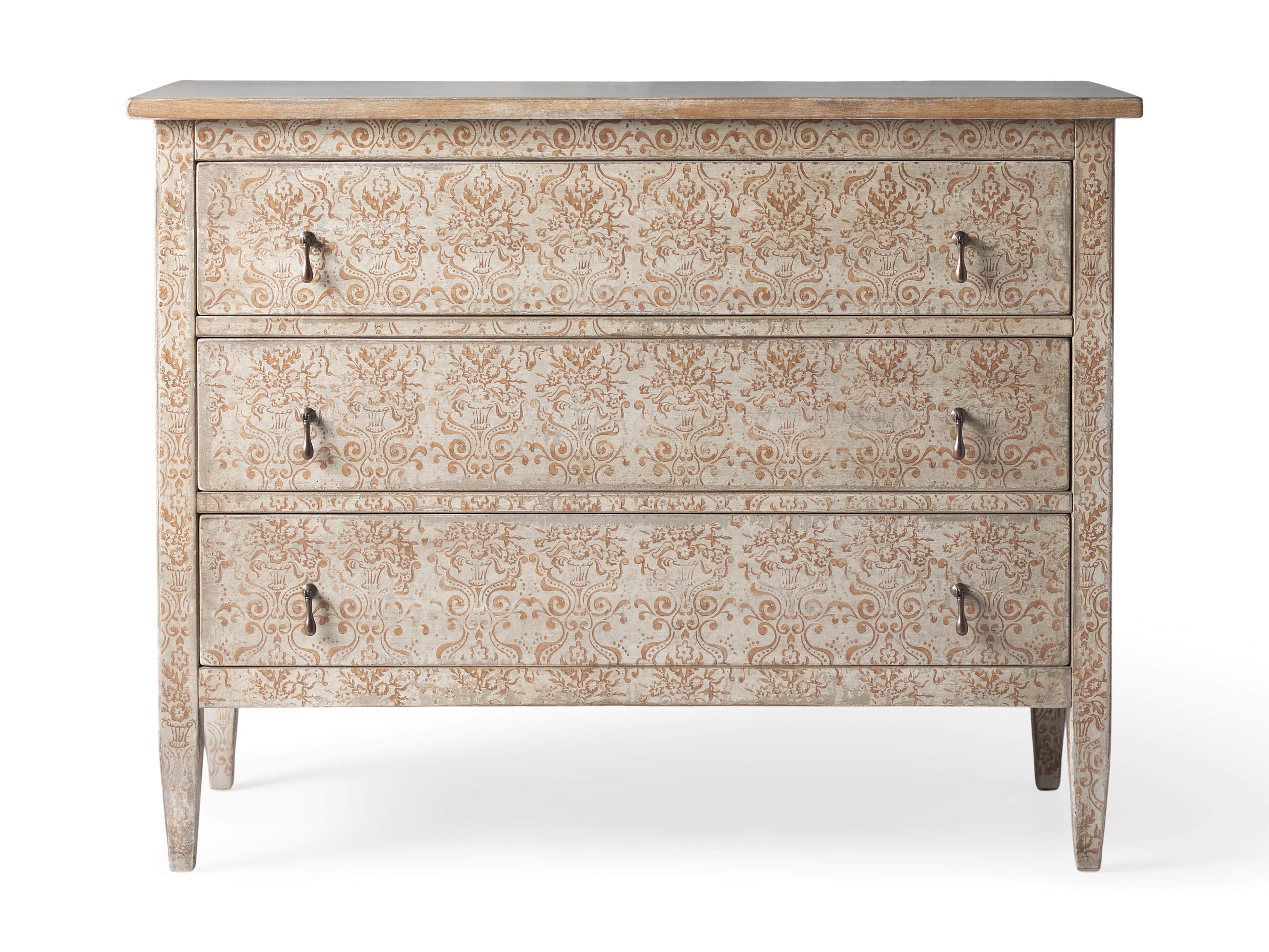 Amalfi 50" Three Chest Drawer in Ivory with Terracotta, slide 5 of 5