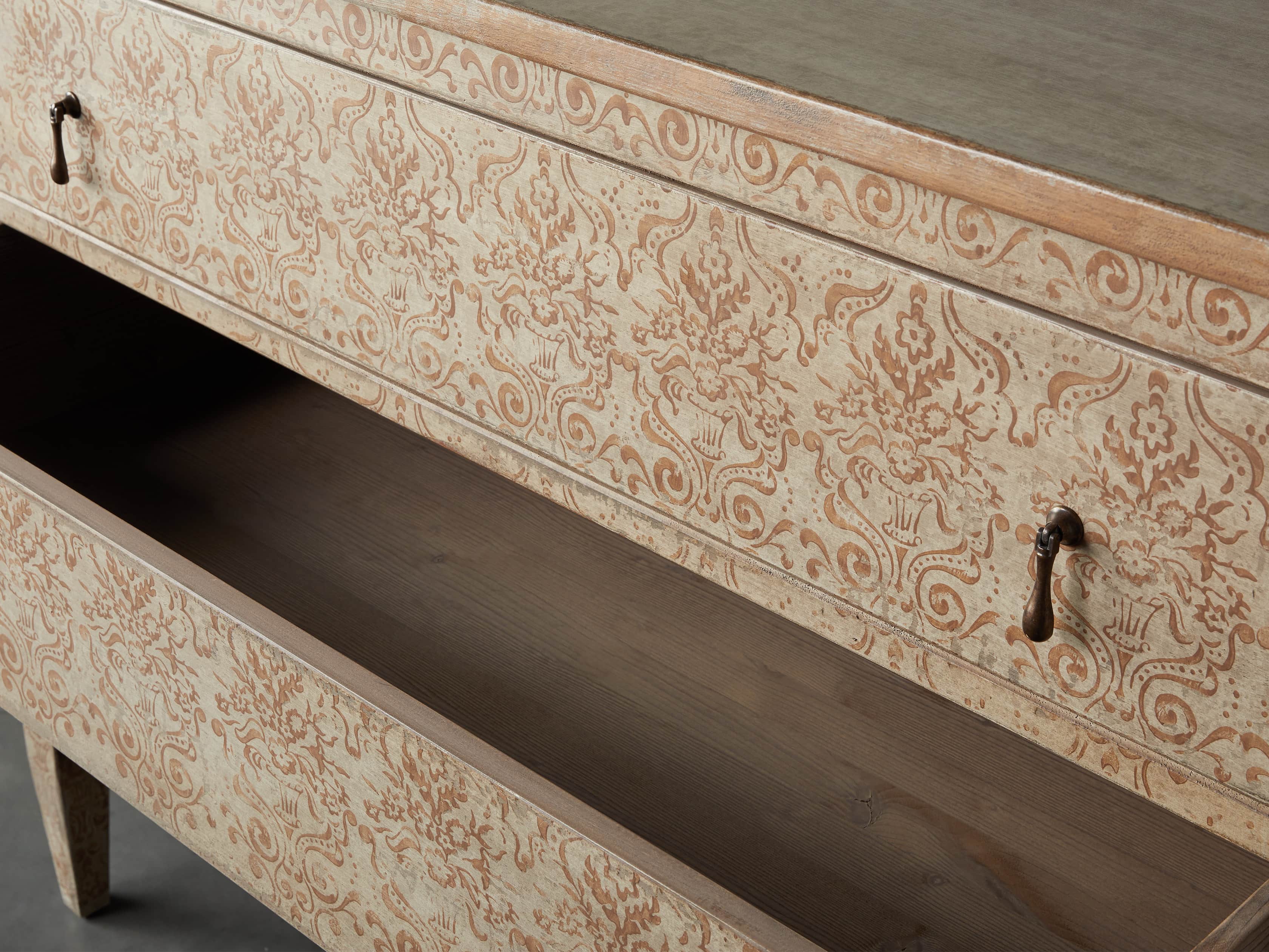 Amalfi 50" Three Chest Drawer in Ivory with Terracotta, slide 3 of 5