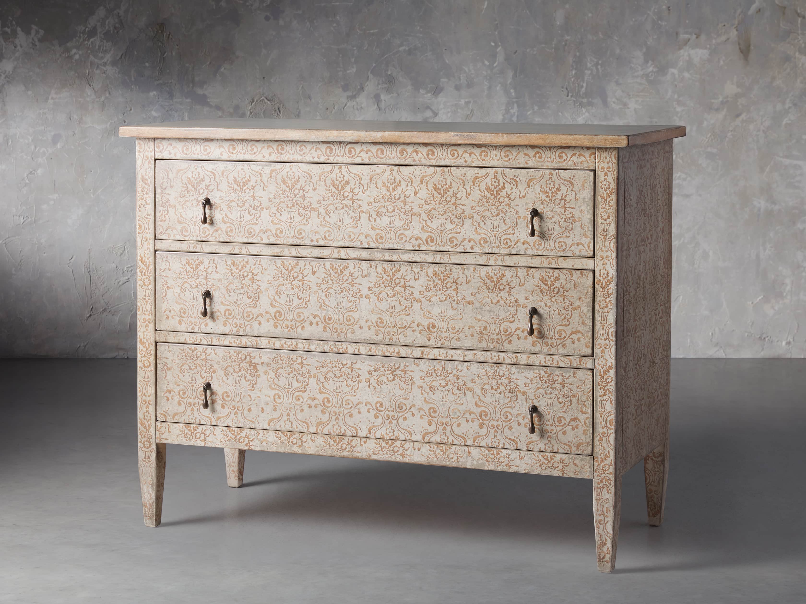 Amalfi 50" Three Chest Drawer in Ivory with Terracotta, slide 2 of 5