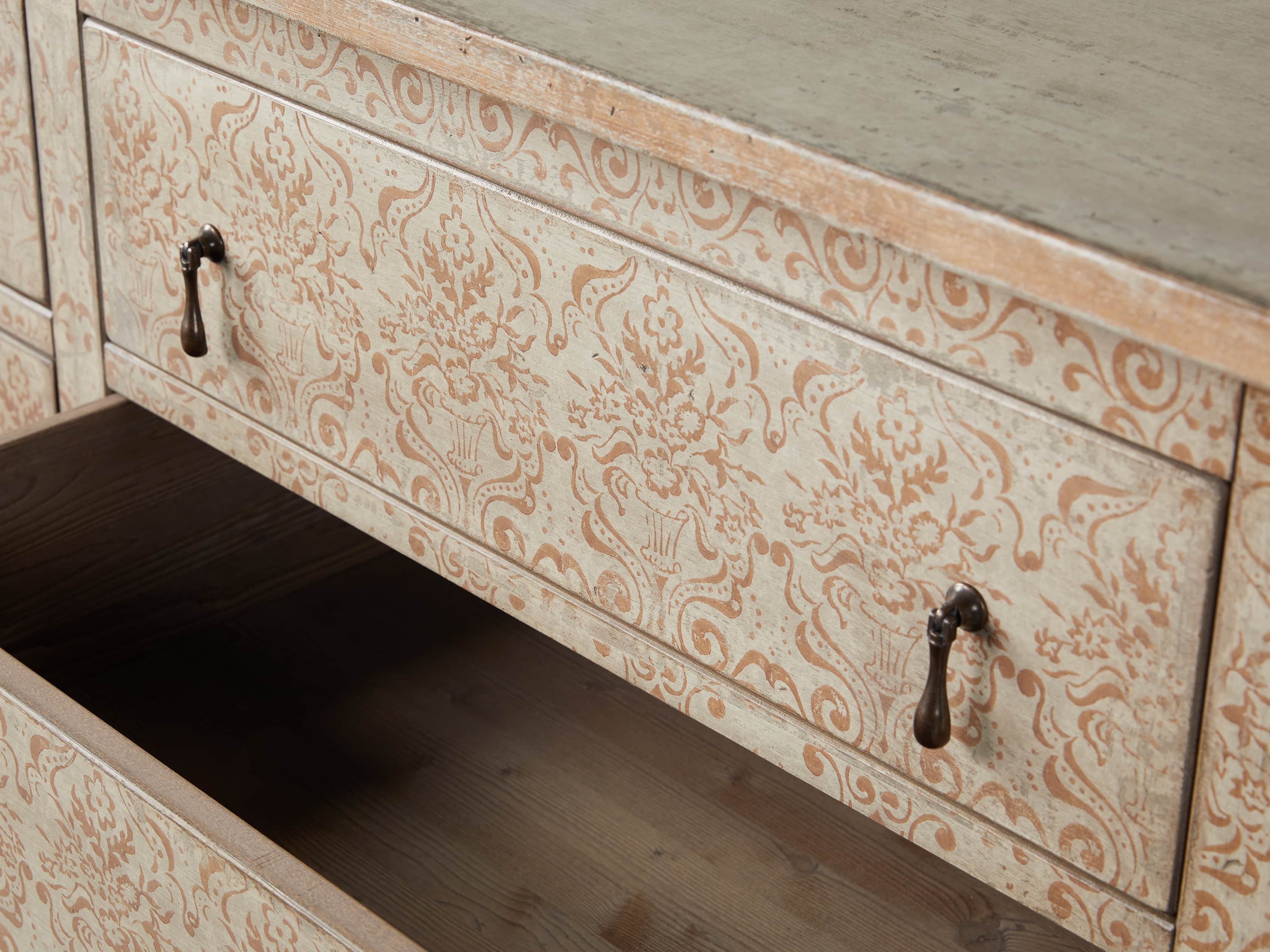 Amalfi 63" Six Chest Drawer in Ivory with Terracotta, slide 3 of 5