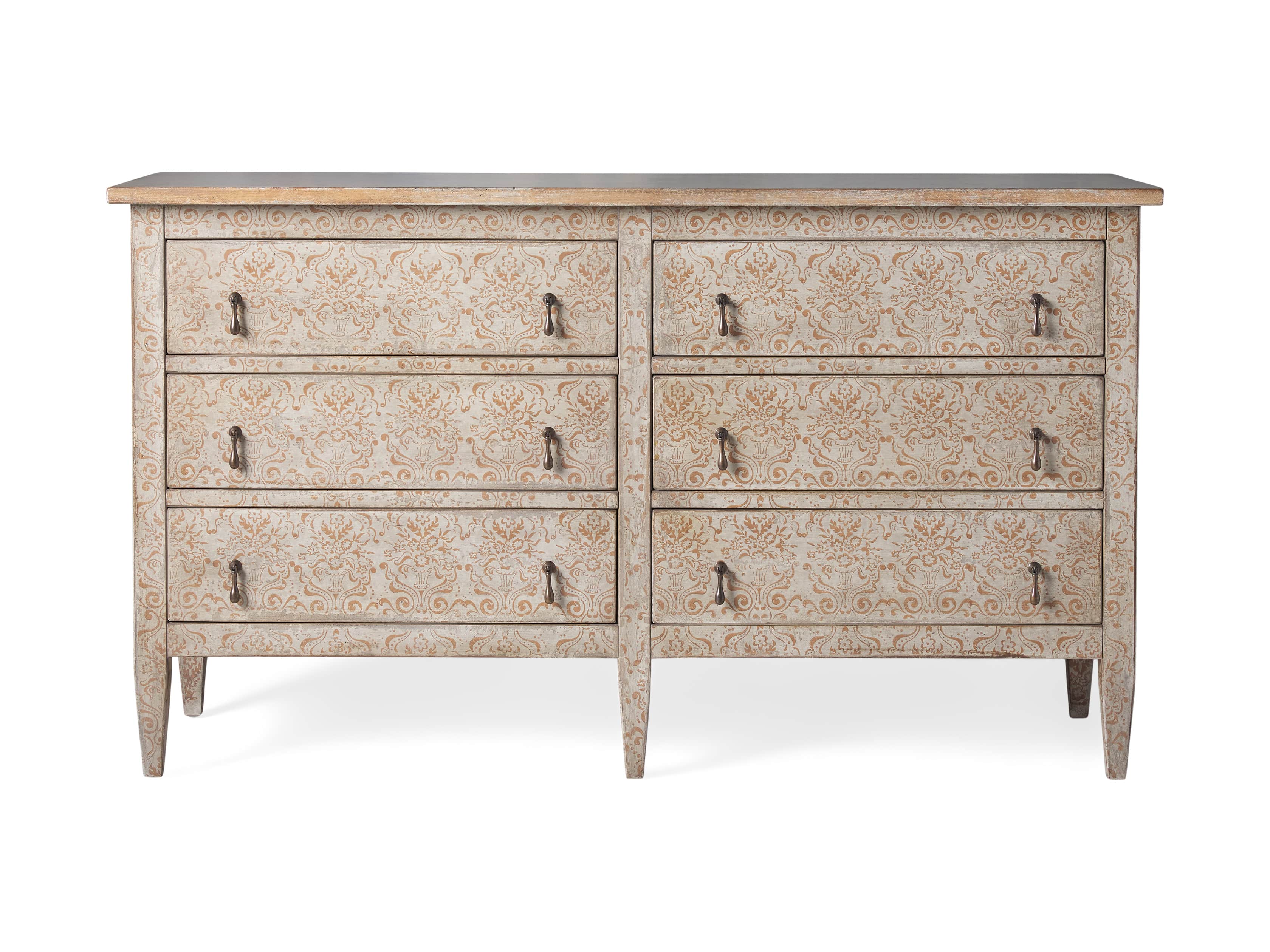 Amalfi 63" Six Chest Drawer in Ivory with Terracotta, slide 5 of 5