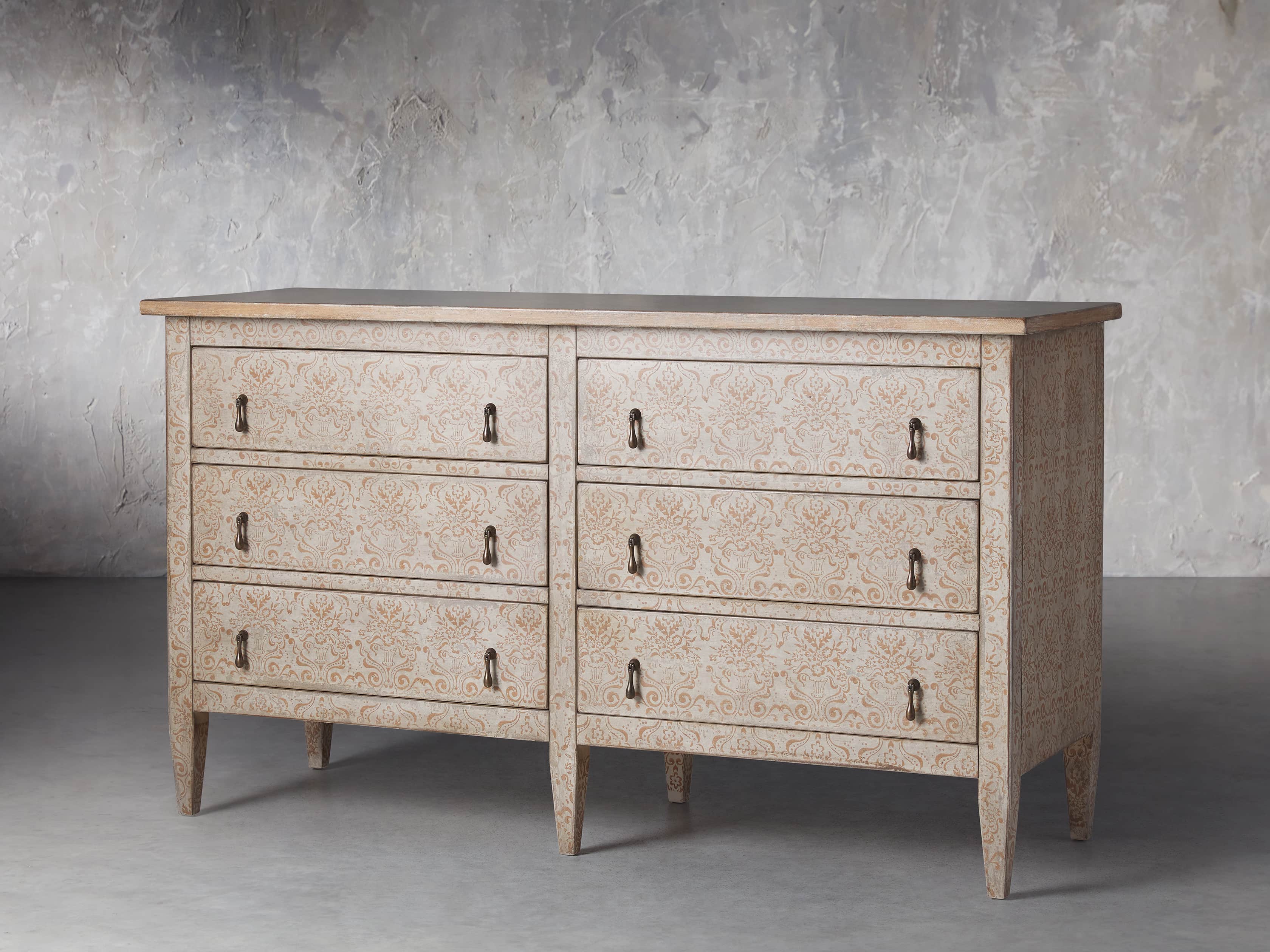Amalfi 63" Six Chest Drawer in Ivory with Terracotta, slide 2 of 5