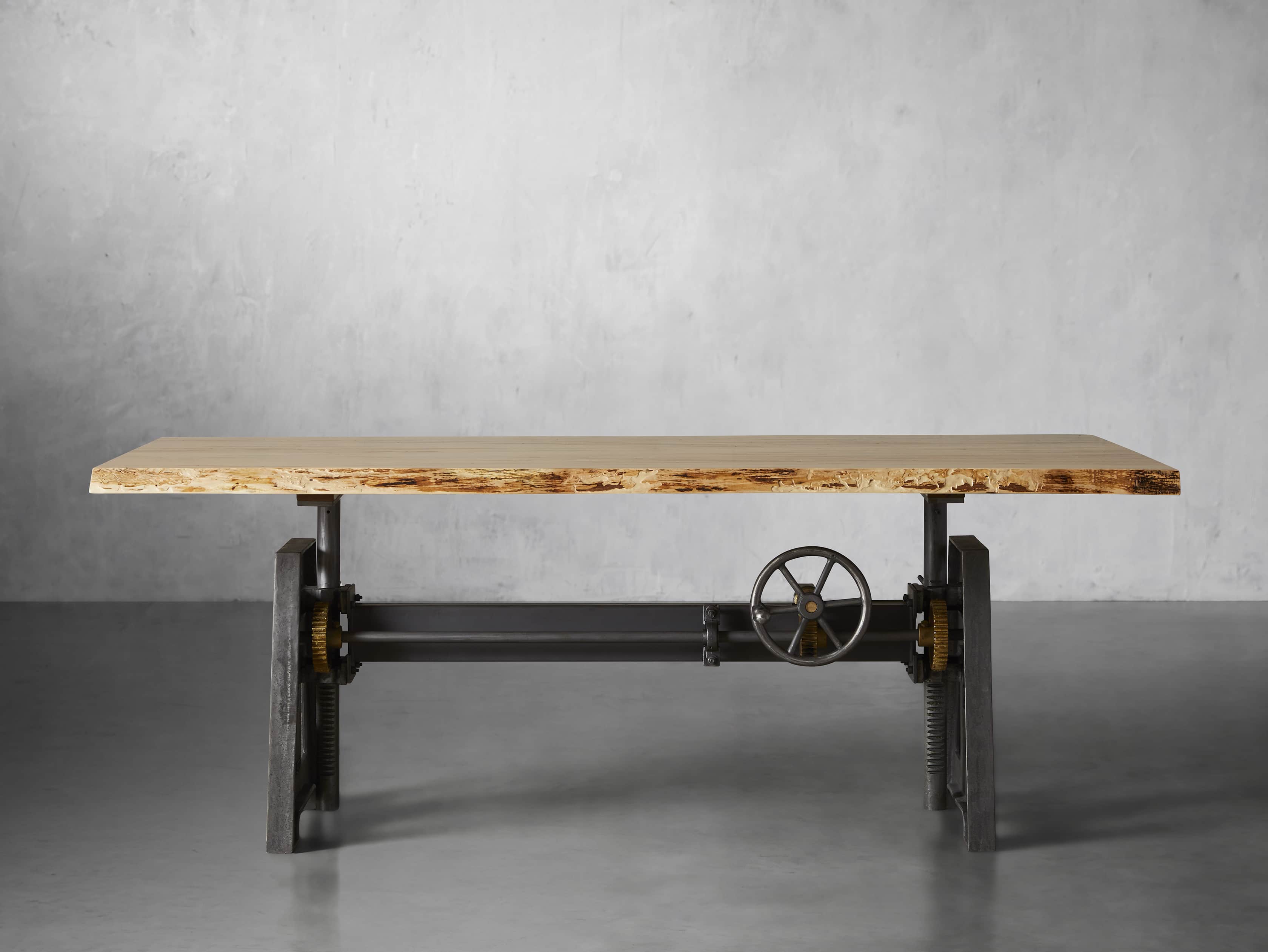 View the Live Edge Industrial Crank Desk with Ambrosia Maple Top 2