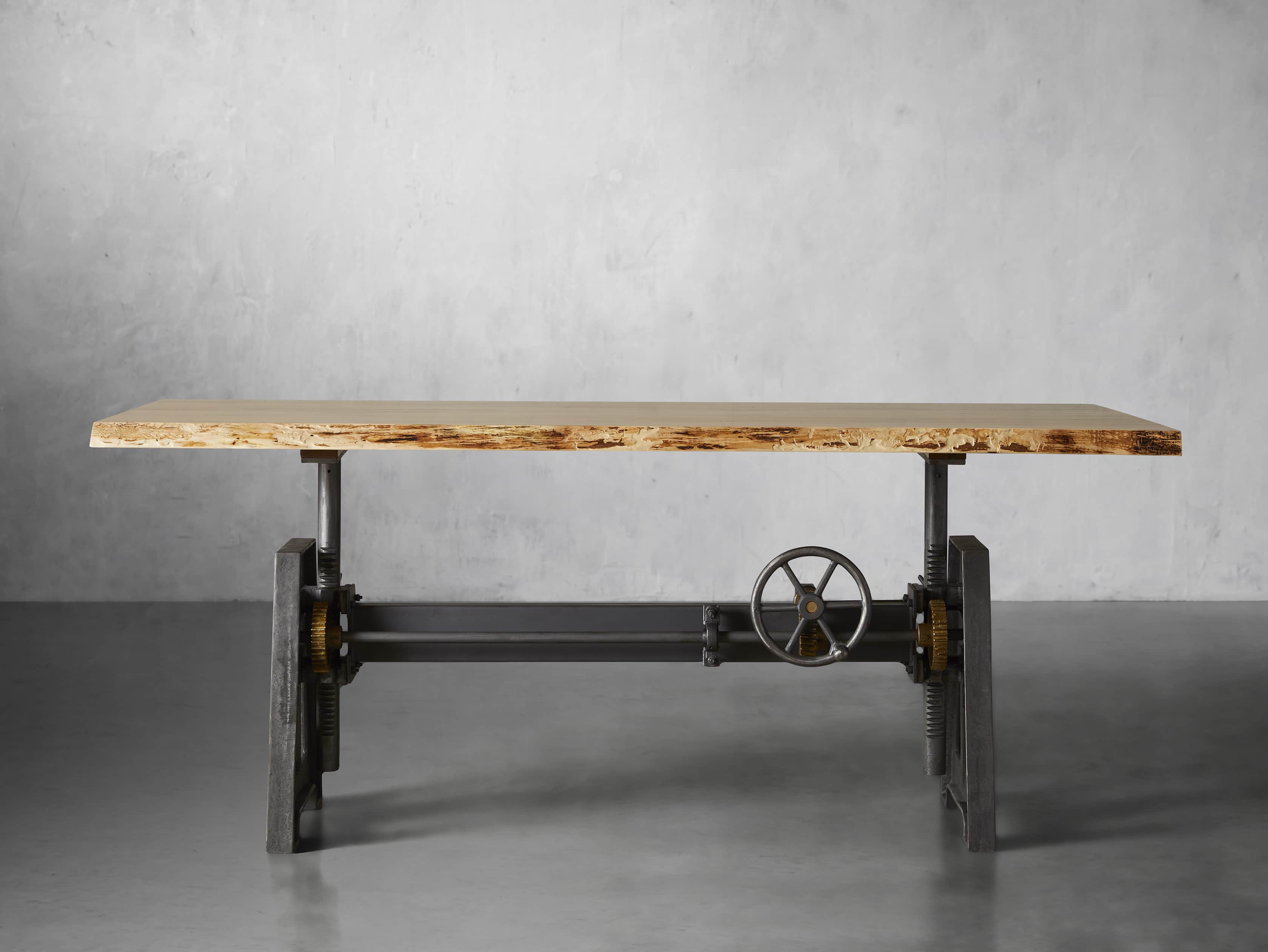 View the Live Edge Industrial Crank Desk with Ambrosia Maple Top 2