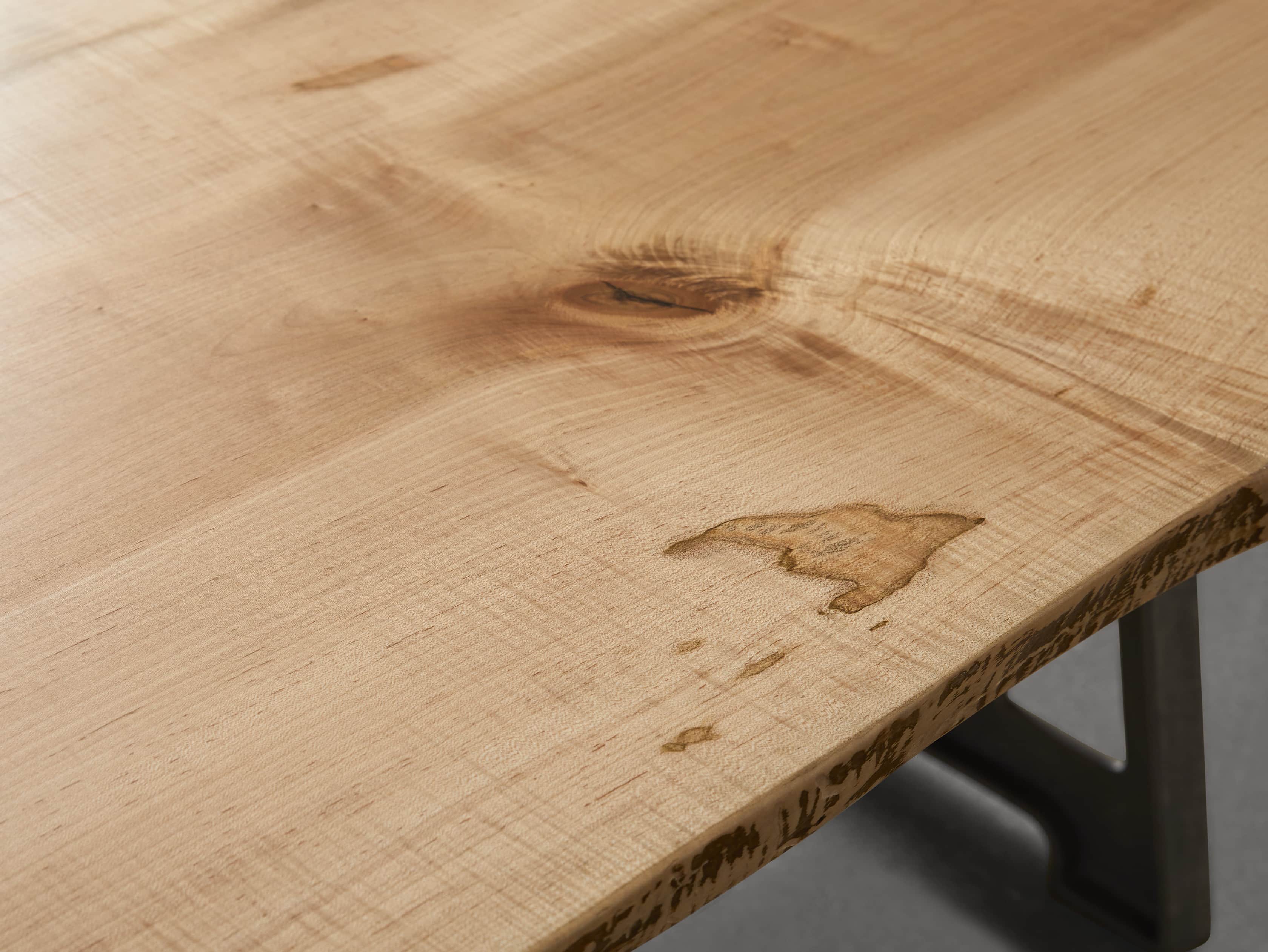 Industrial Crank Desk with Ambrosia Maple Live Edge Wood Top and Large Black and Copper Base, slide 7 of 10