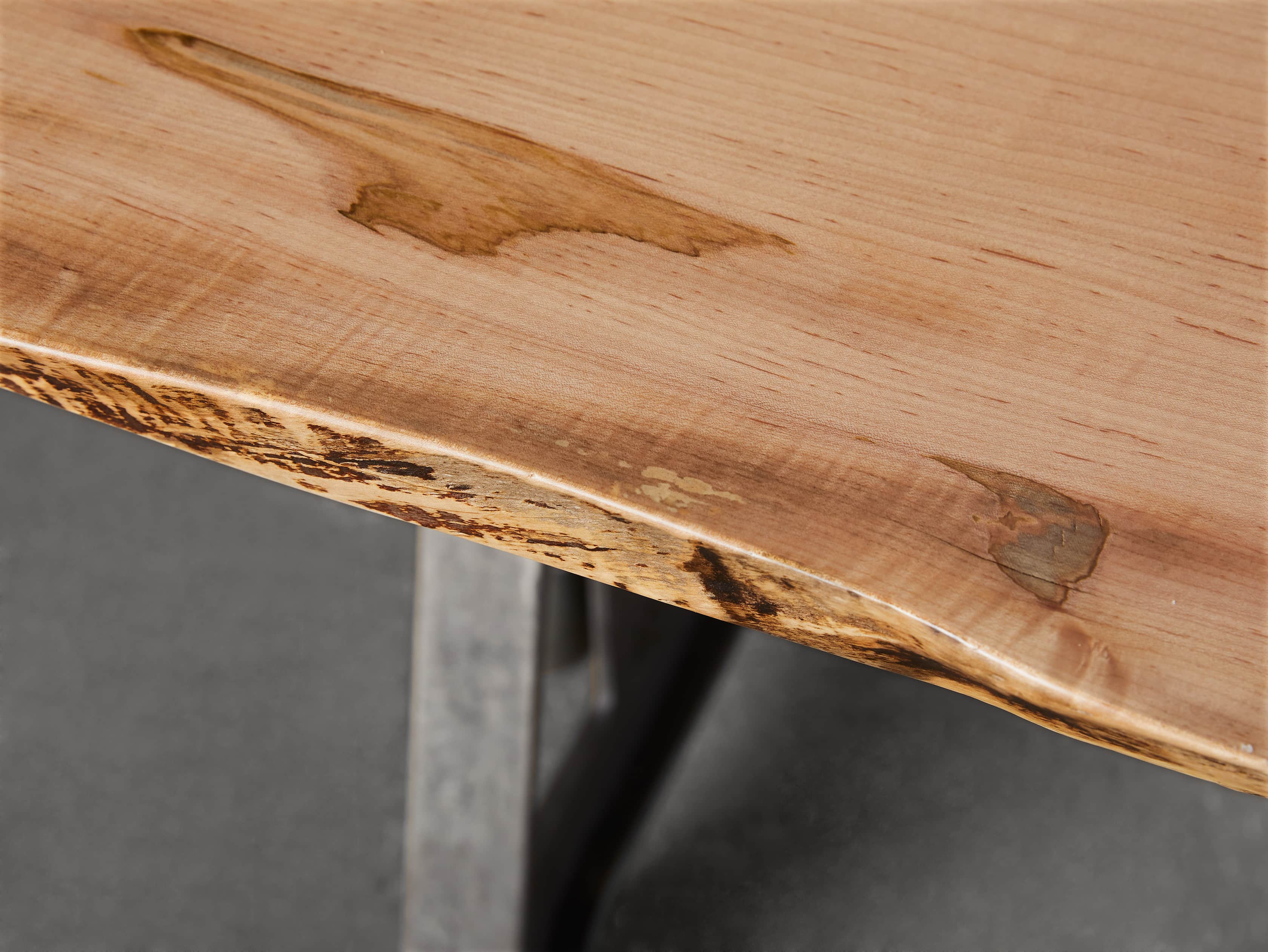 Industrial Crank Desk with Ambrosia Maple Live Edge Wood Top and Large Black and Copper Base, slide 8 of 10