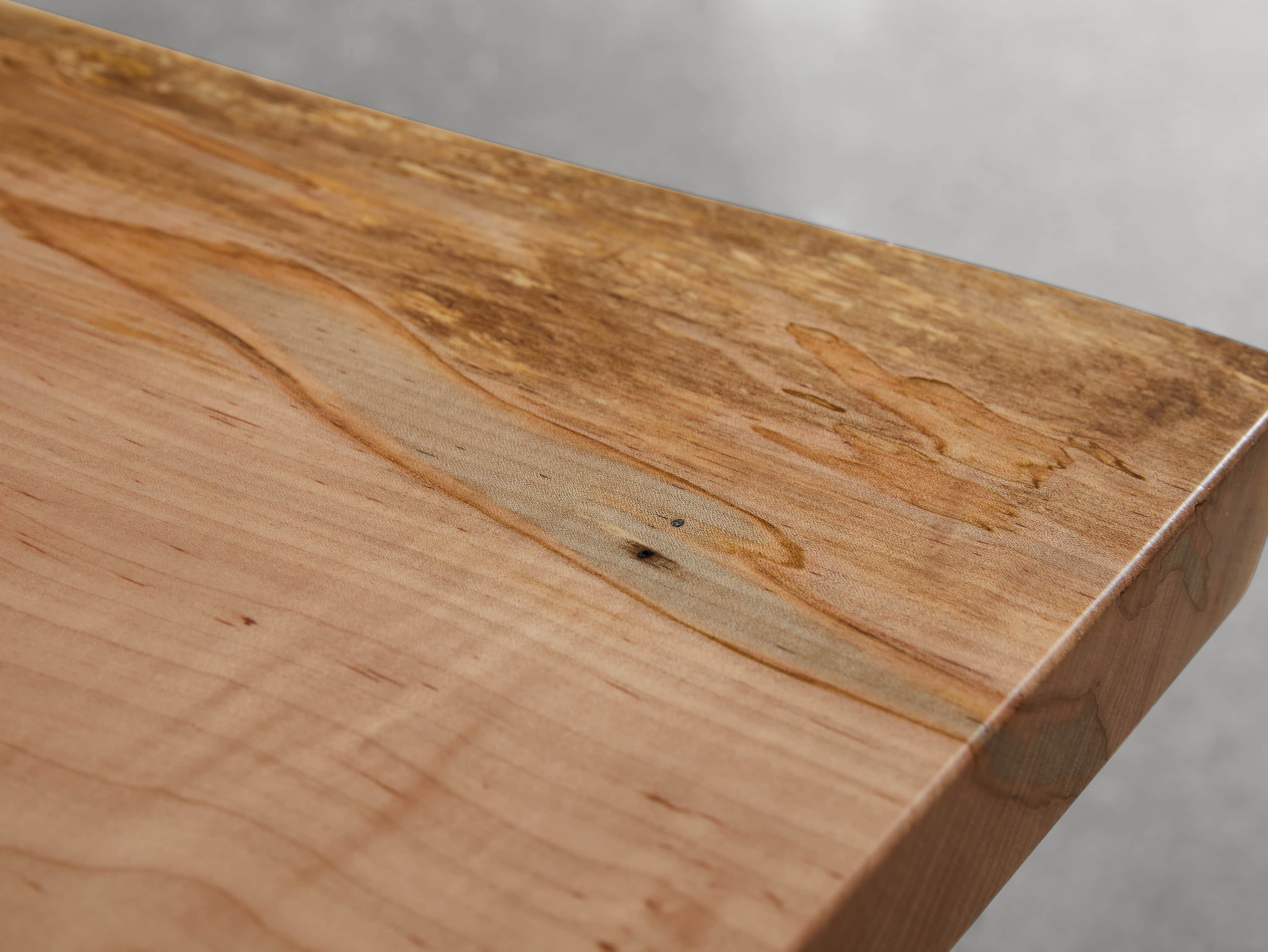 Industrial Crank Desk with Ambrosia Maple Live Edge Wood Top and Large Black and Copper Base, slide 9 of 10