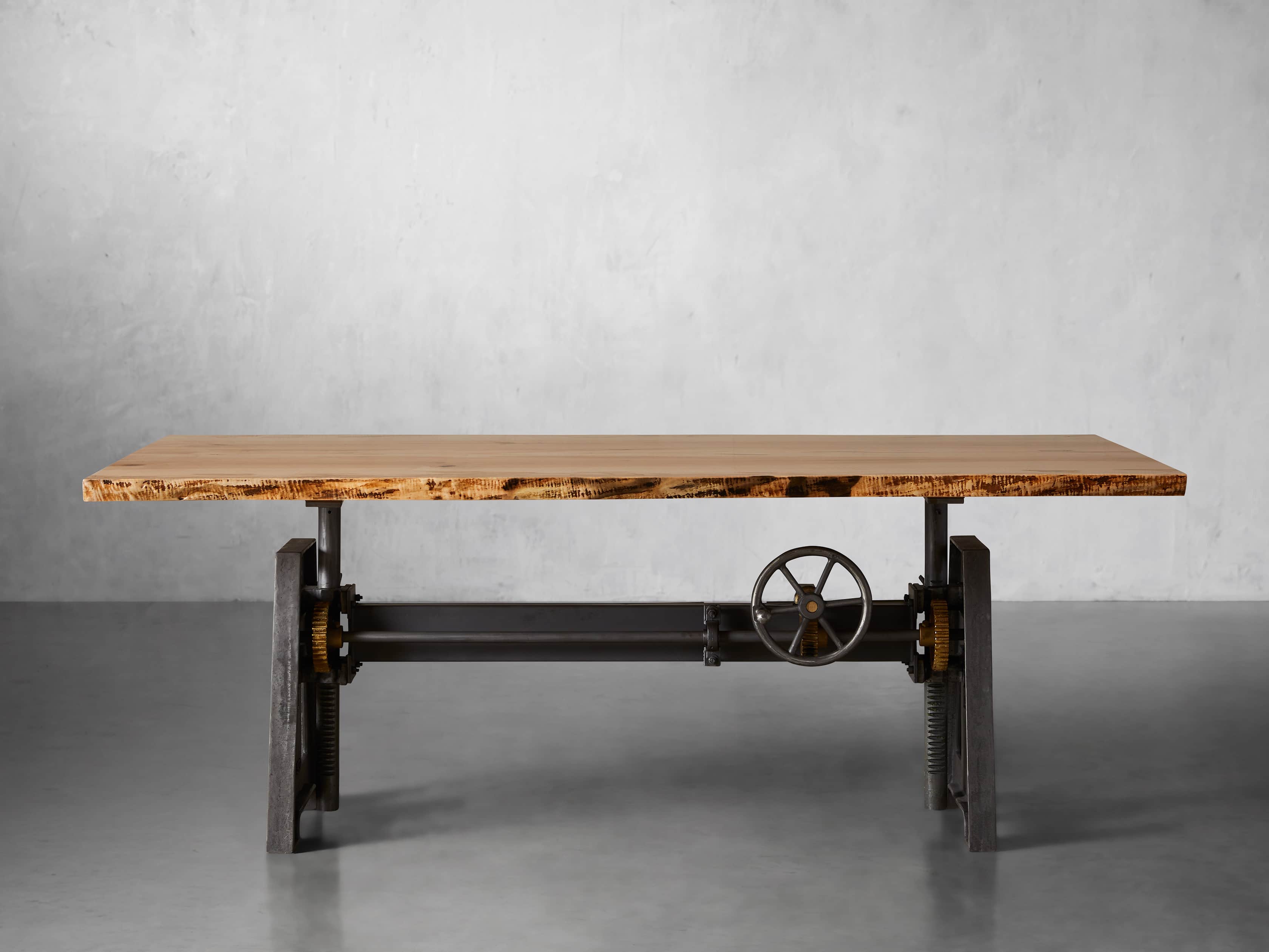 View the Live Edge Industrial Crank Desk with Ambrosia Maple Top 1