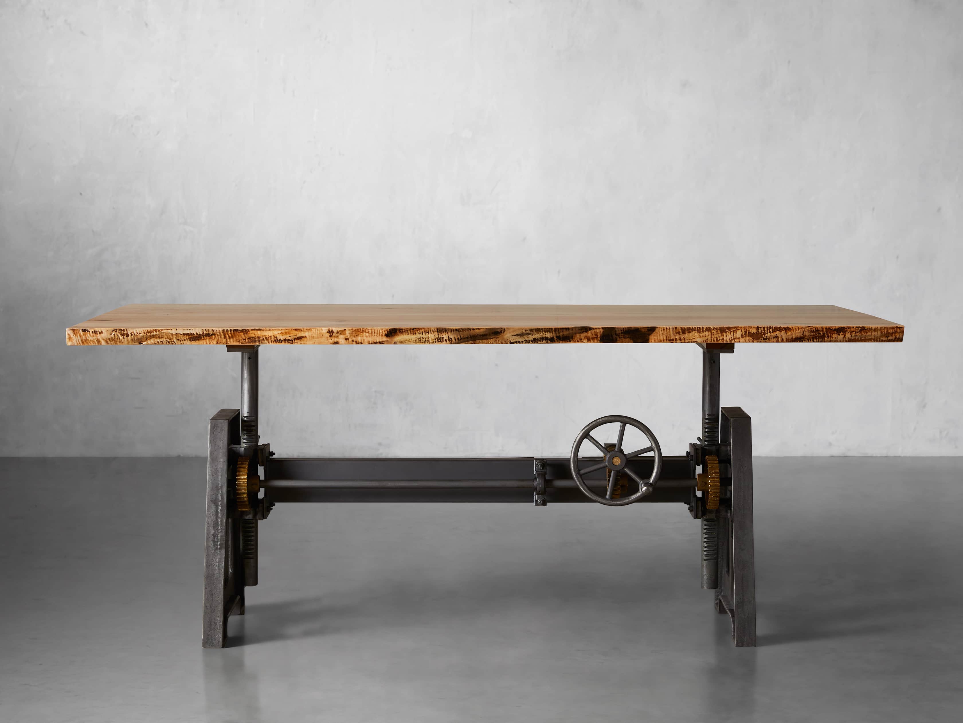 View the Live Edge Industrial Crank Desk with Ambrosia Maple Top 1