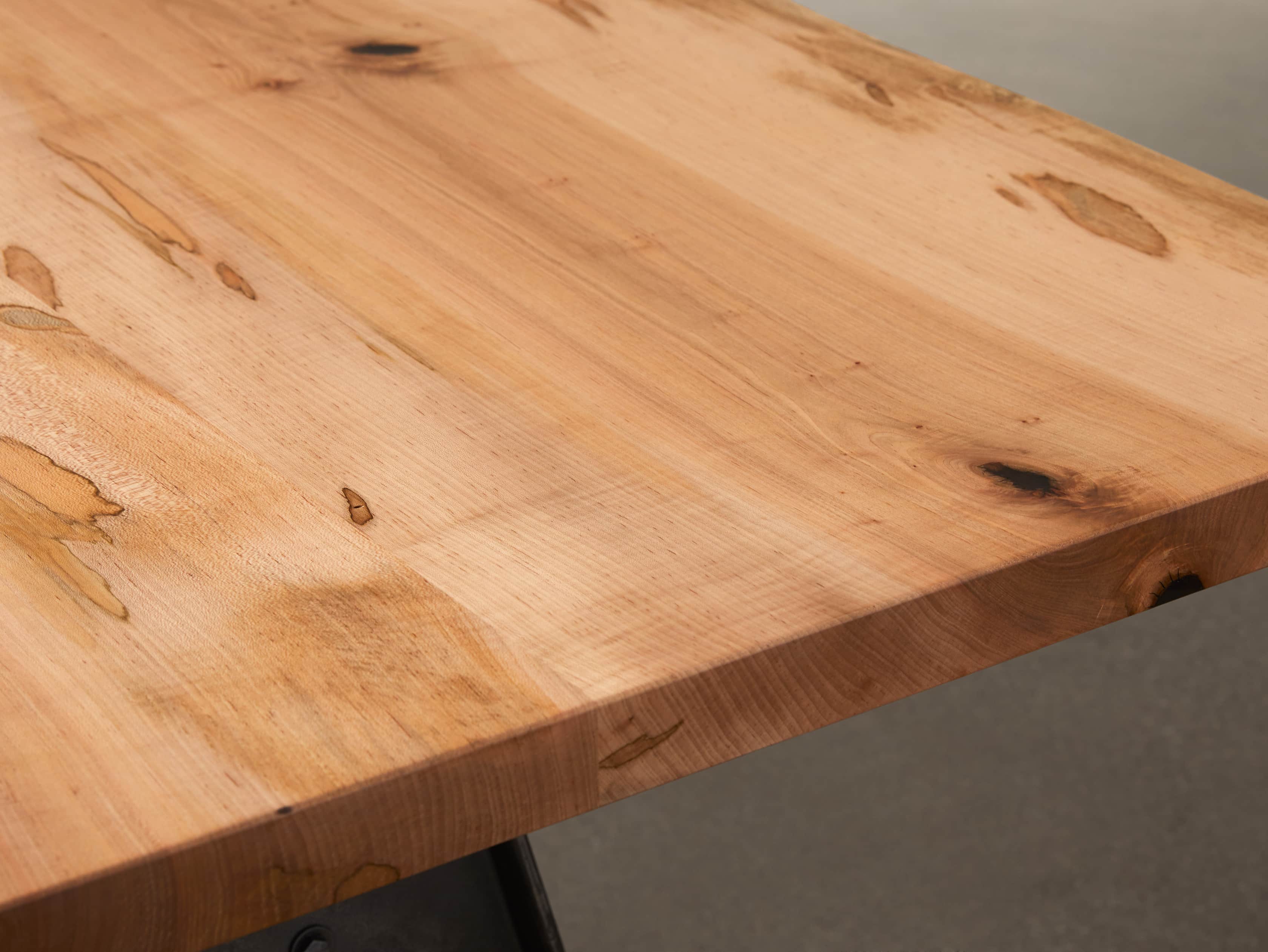 Industrial Crank Desk with Ambrosia Maple Live Edge Wood Top and Large Black and Copper Base, slide 9 of 10