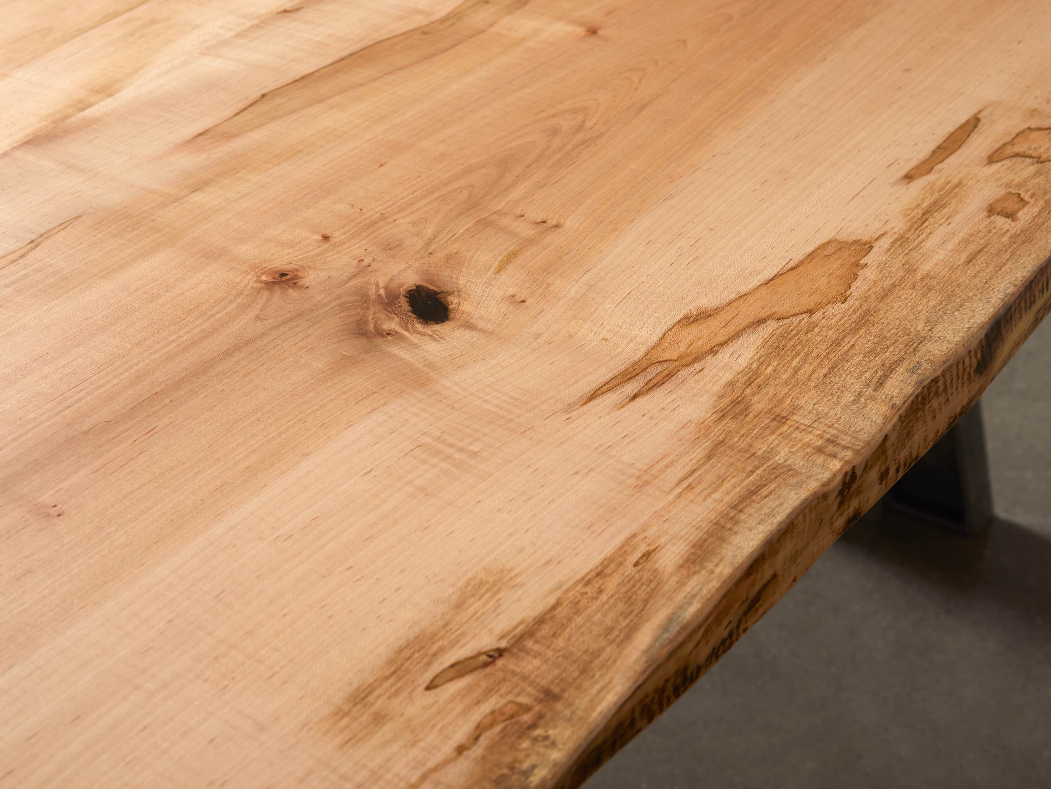 Industrial Crank Desk with Ambrosia Maple Live Edge Wood Top and Large Black and Copper Base, slide 10 of 10