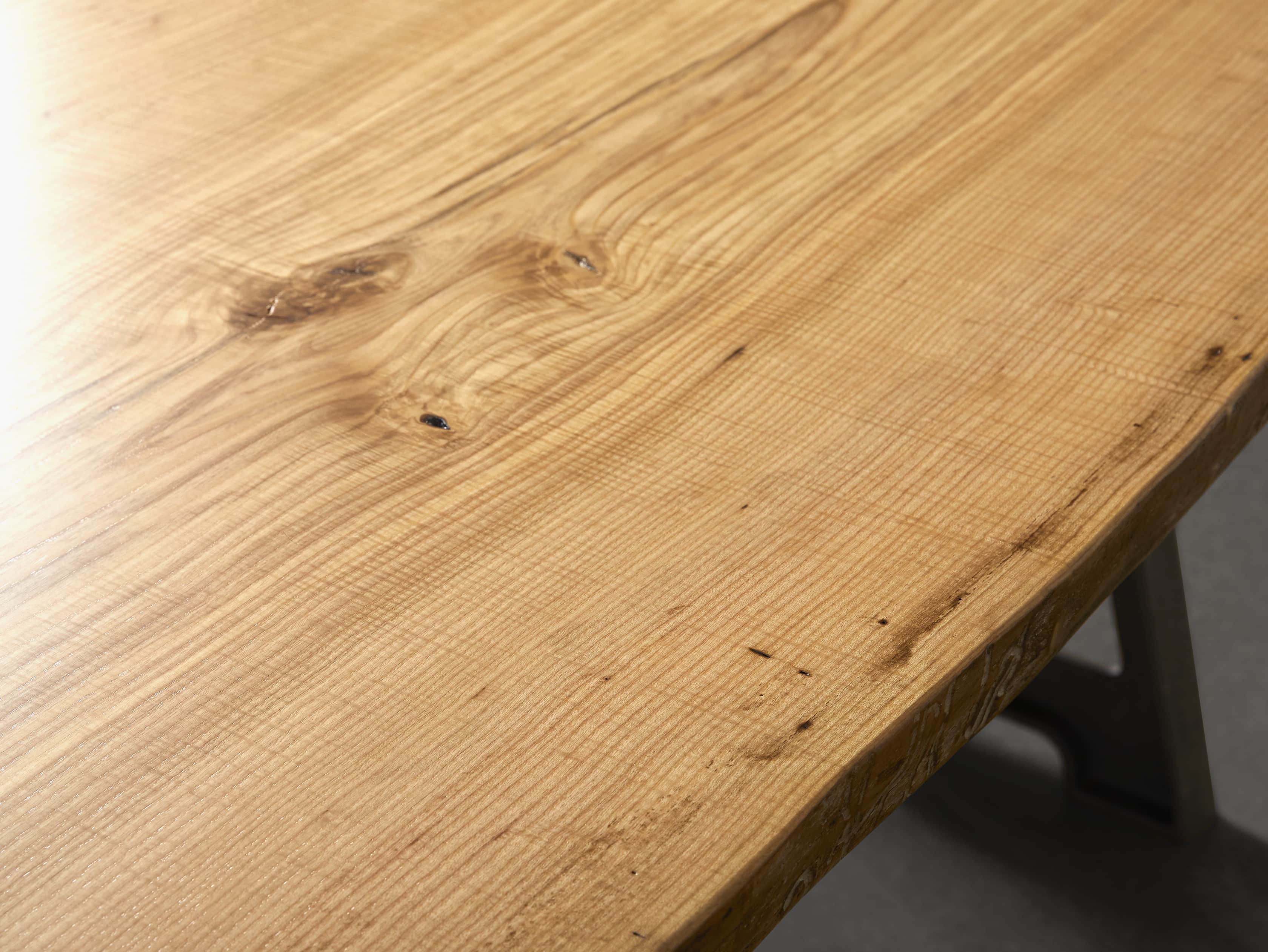 Industrial Crank Desk with Curly Ash Live Edge Wood Top and Small Iron Base, slide 12 of 12