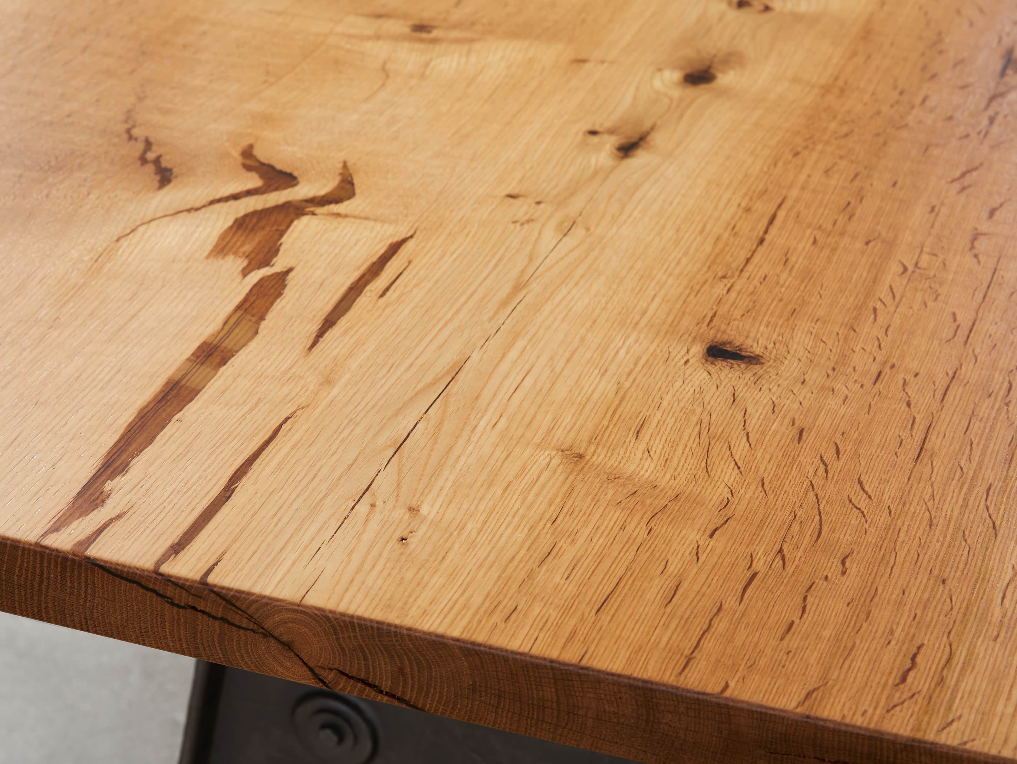 Industrial Crank Desk with Walnut Live Edge Wood Top and Small Iron Base, slide 6 of 11