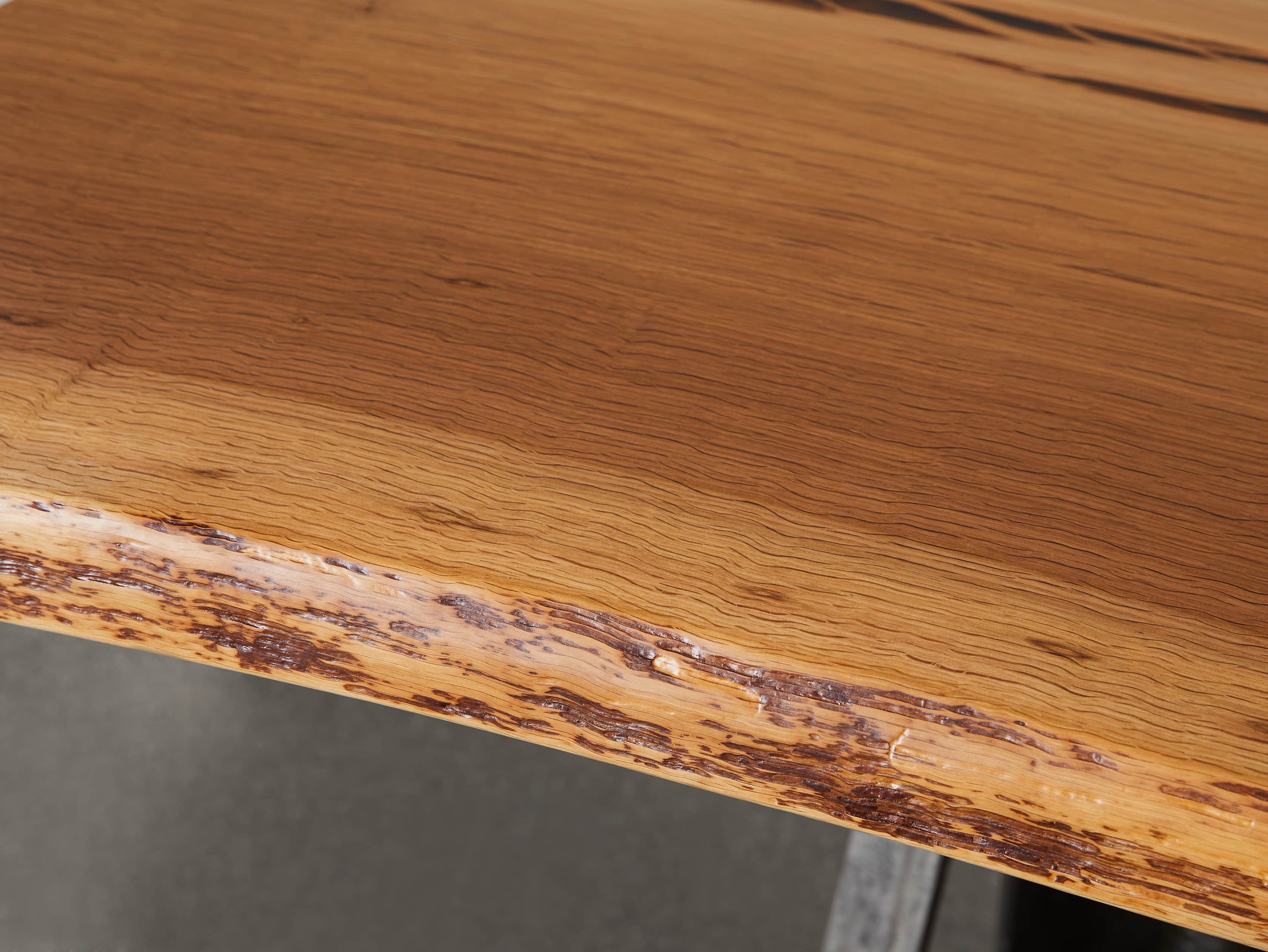 Industrial Crank Desk with Walnut Live Edge Wood Top and Small Iron Base, slide 7 of 11