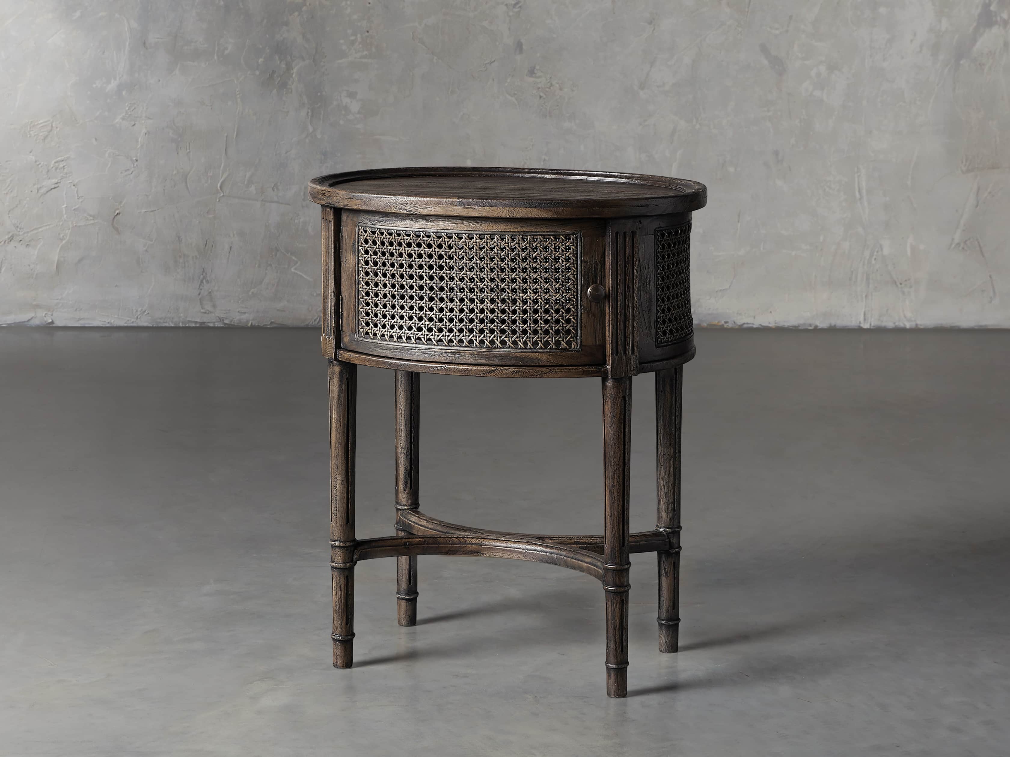Merle Caned End Table in Brown, slide 2 of 11