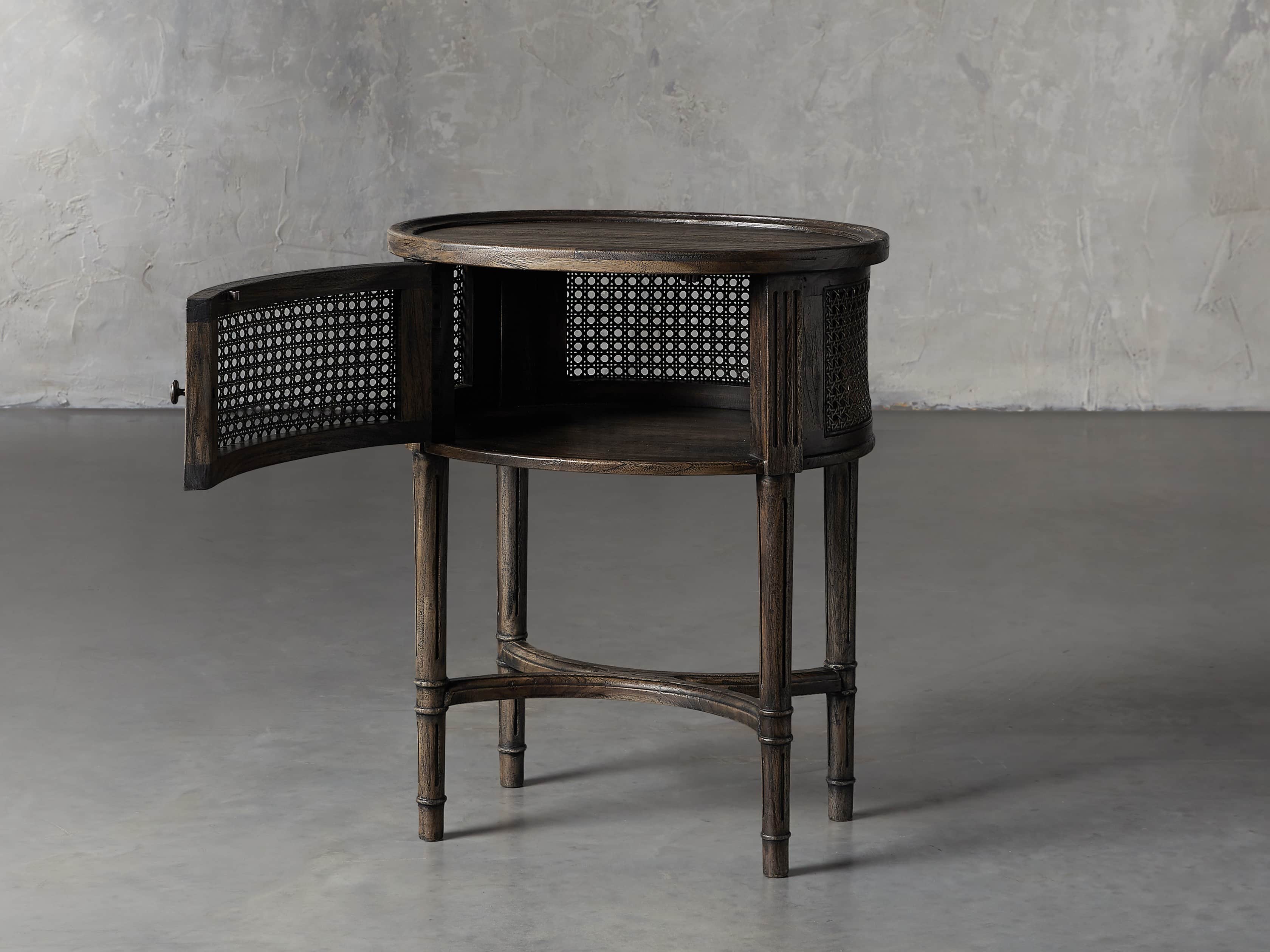 Merle Caned End Table in Brown, slide 3 of 11