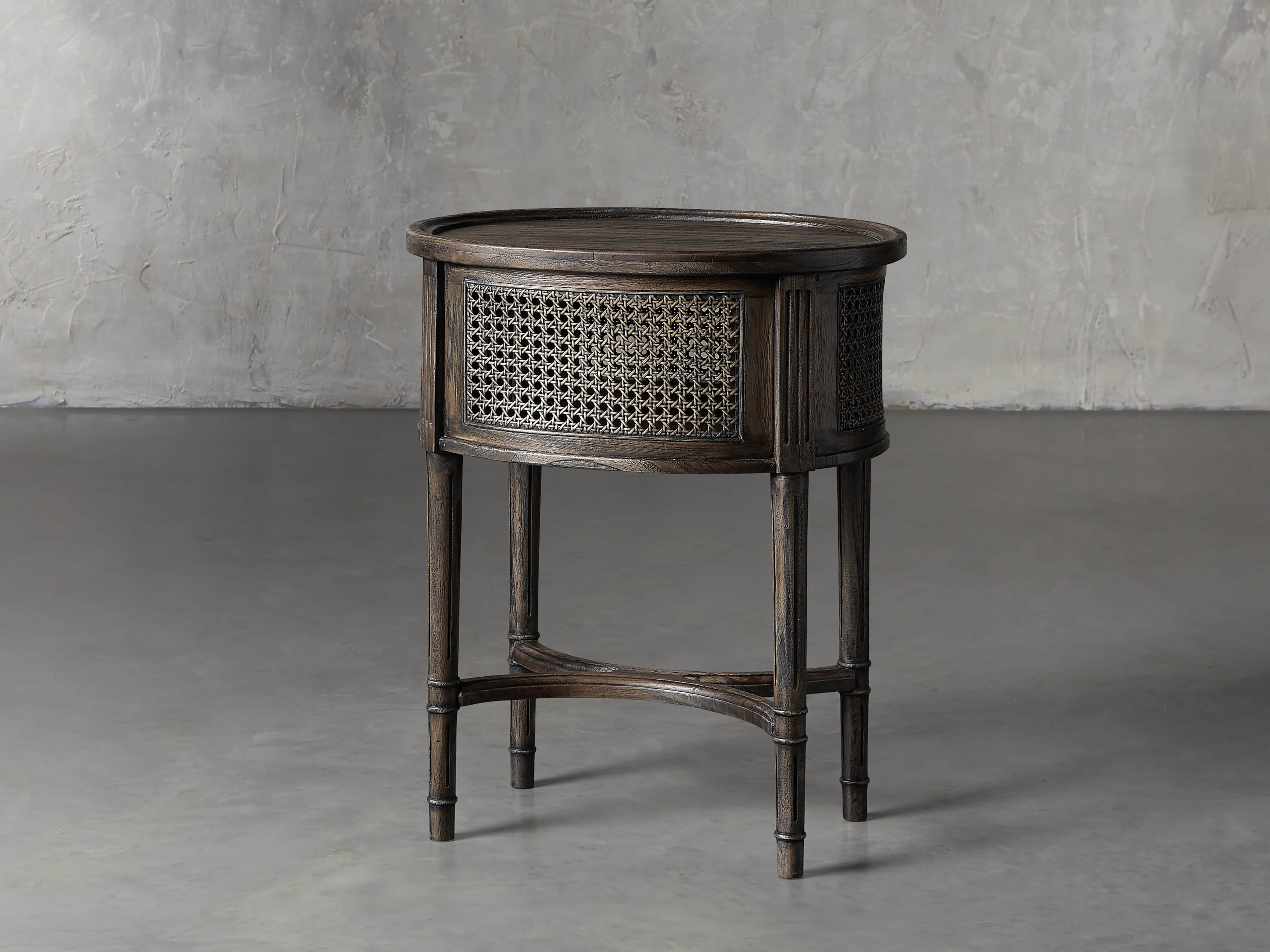 Merle Caned End Table in Brown, slide 5 of 11