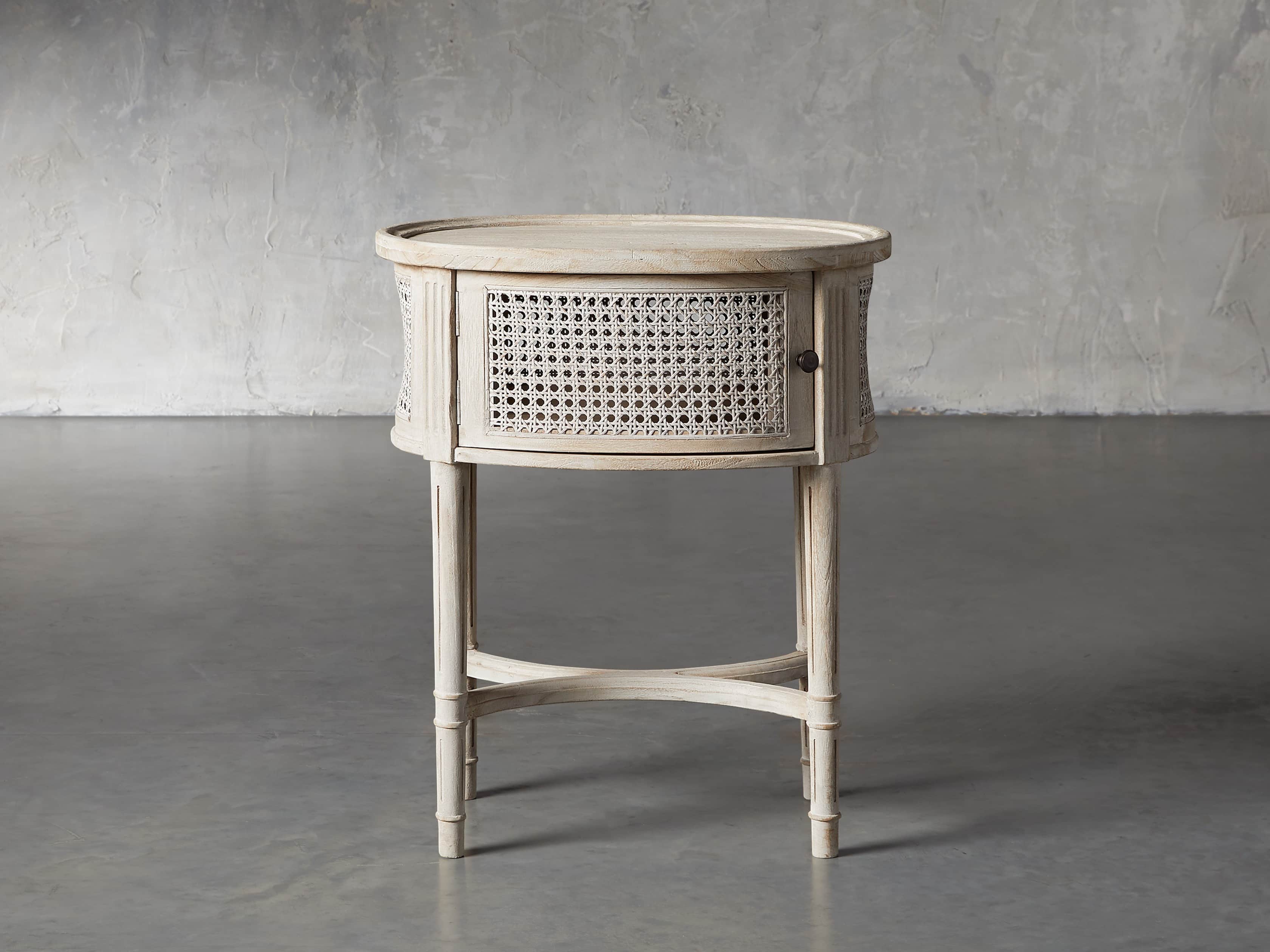 Merle Caned End Table in Natural