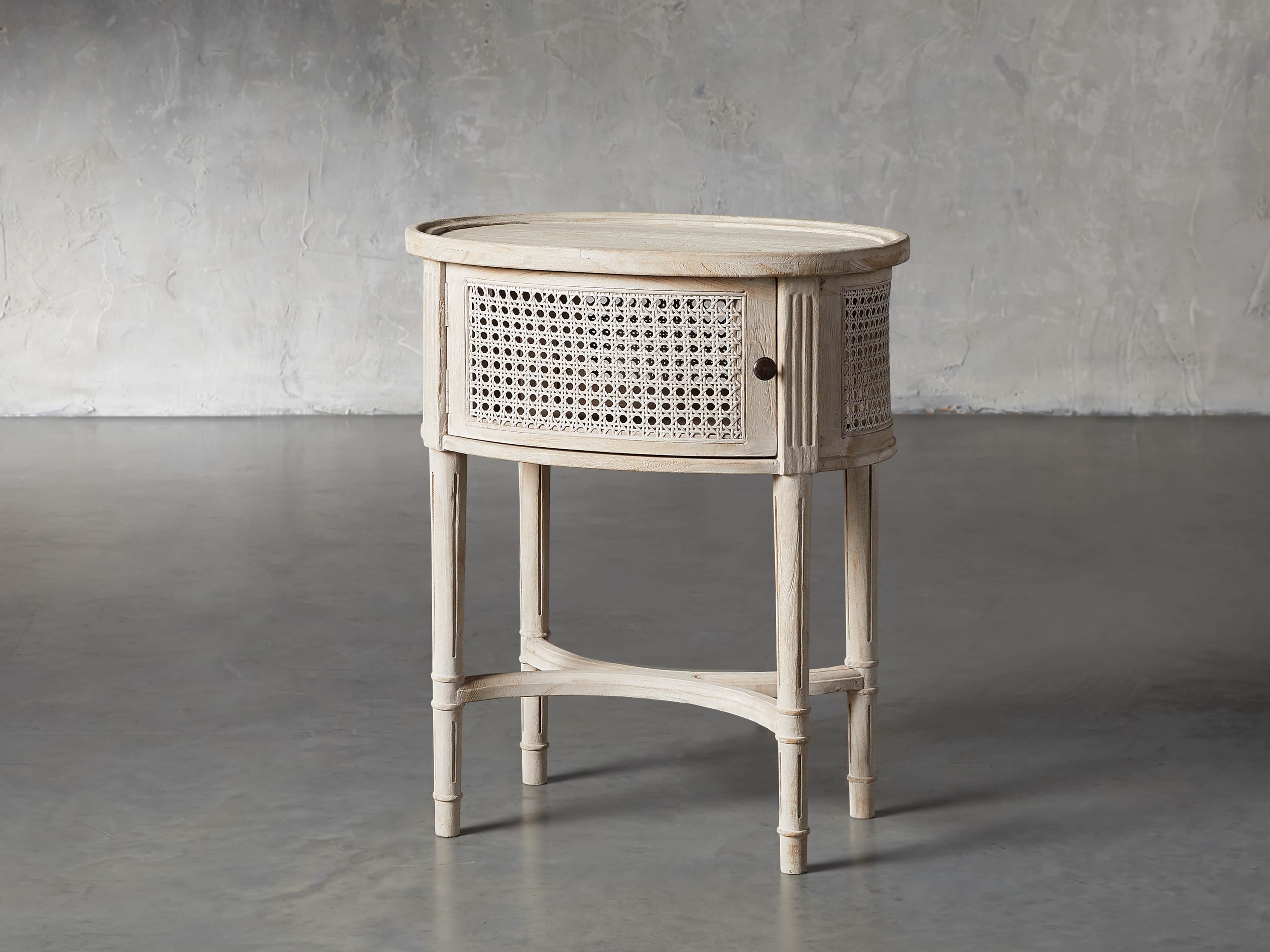 Merle Caned End Table in Natural