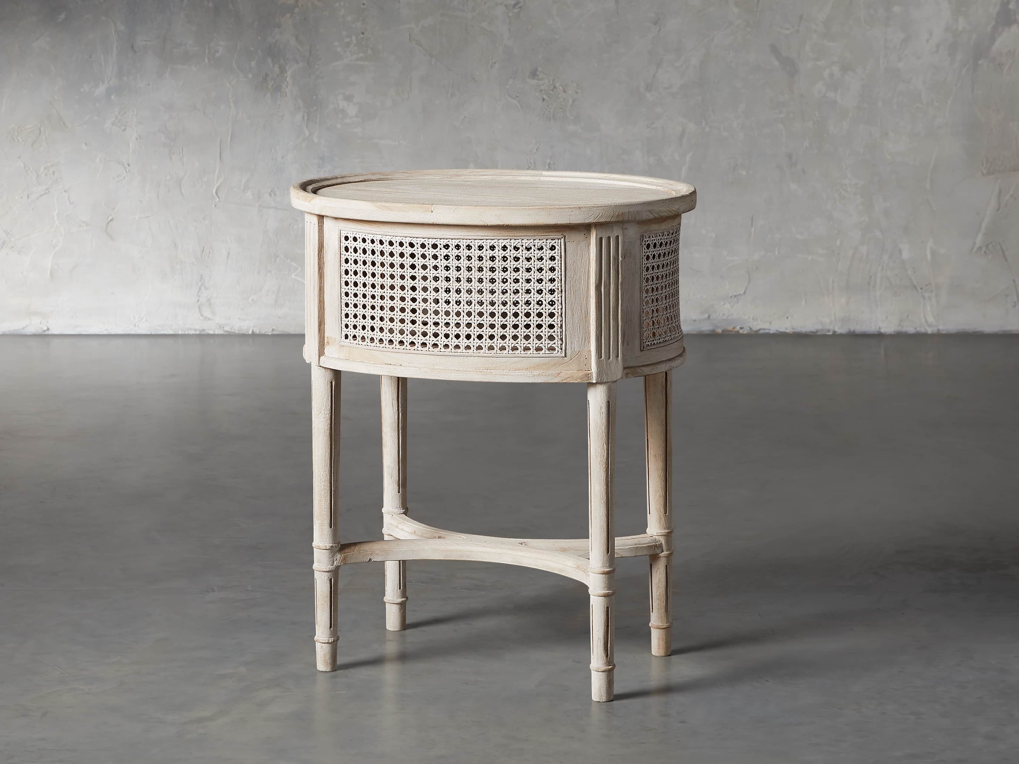 Merle Caned End Table in Natural
