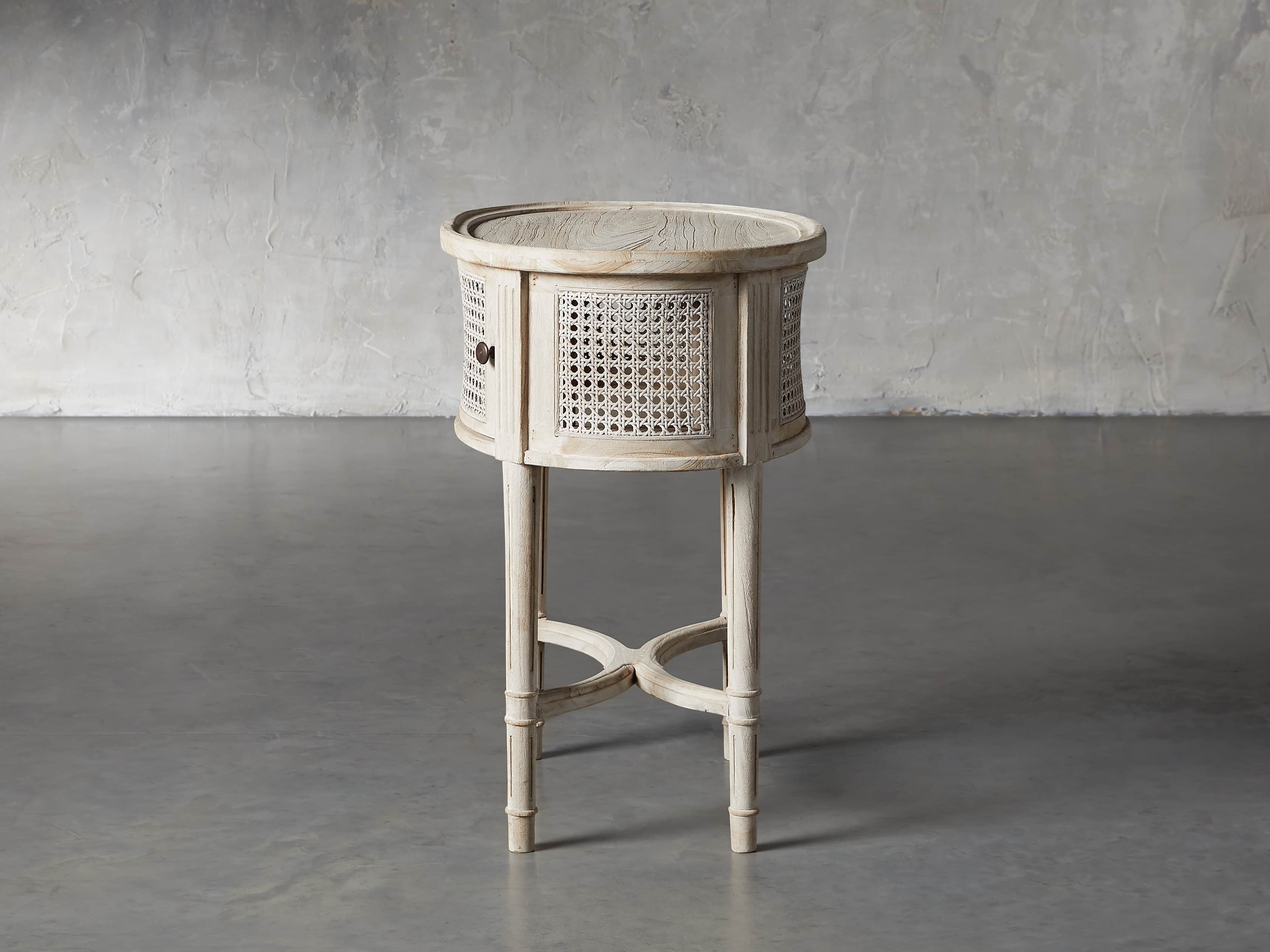 Merle Caned End Table in Natural
