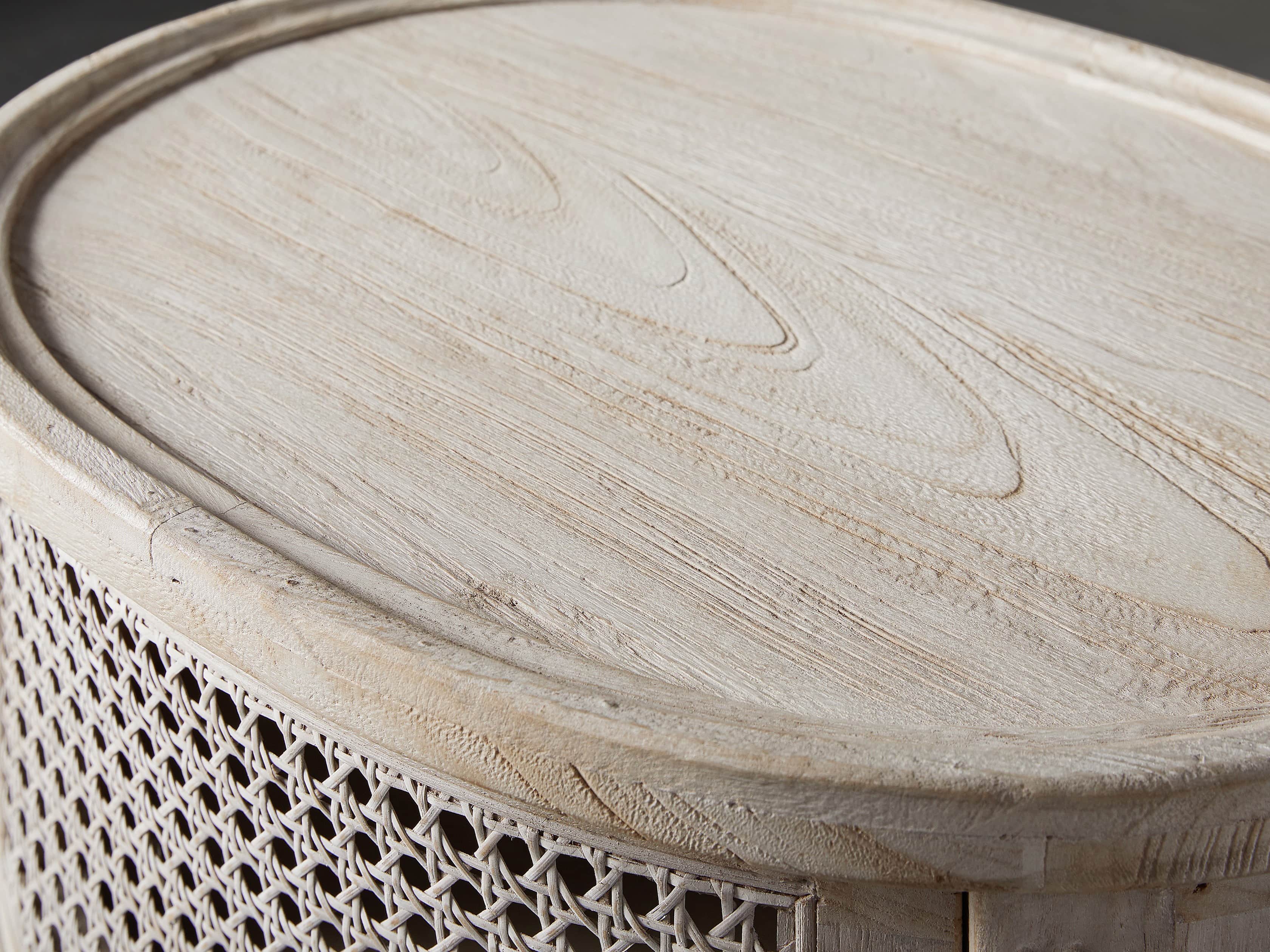 Merle Caned End Table in Natural