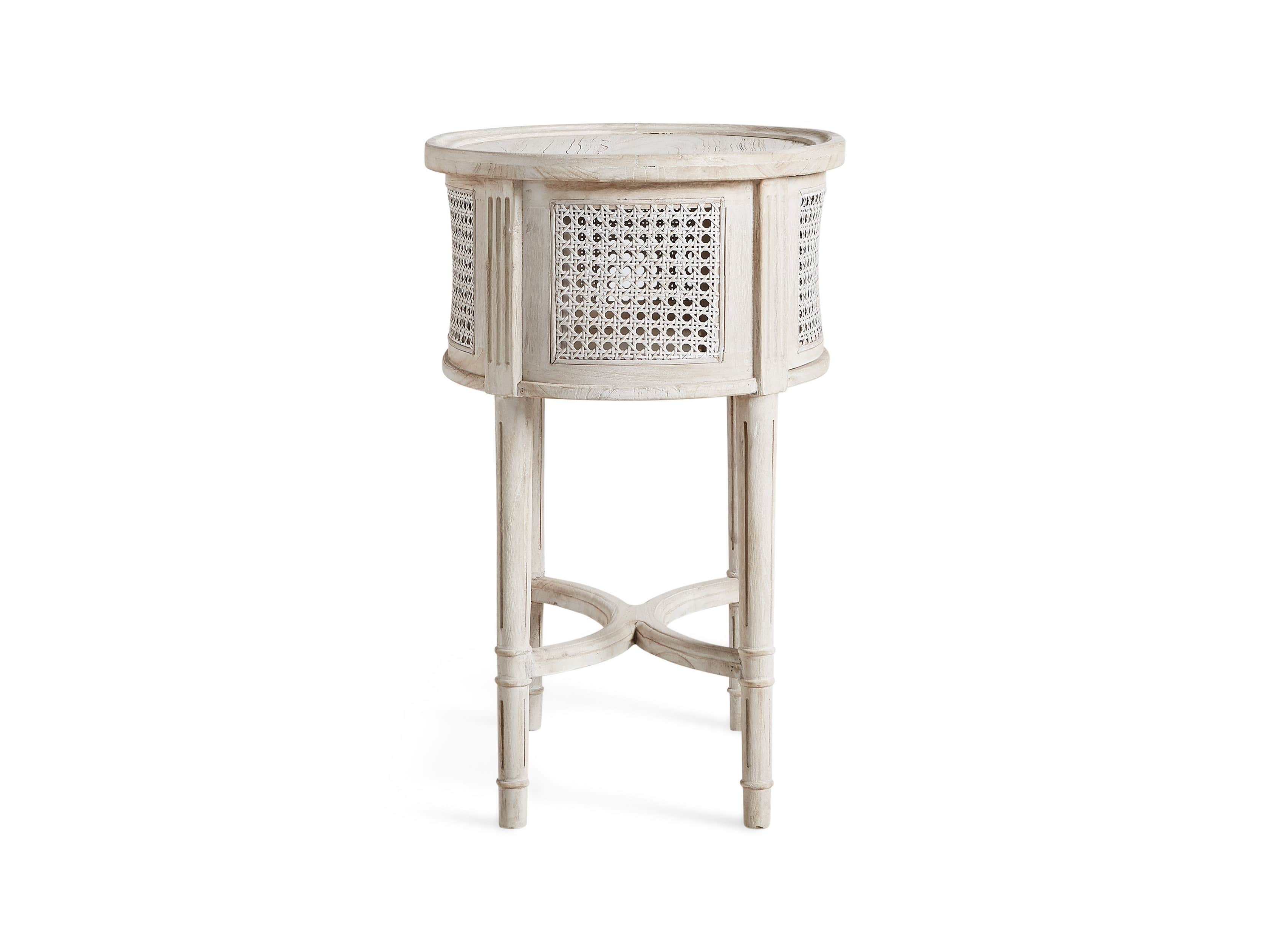Merle Caned End Table in Natural