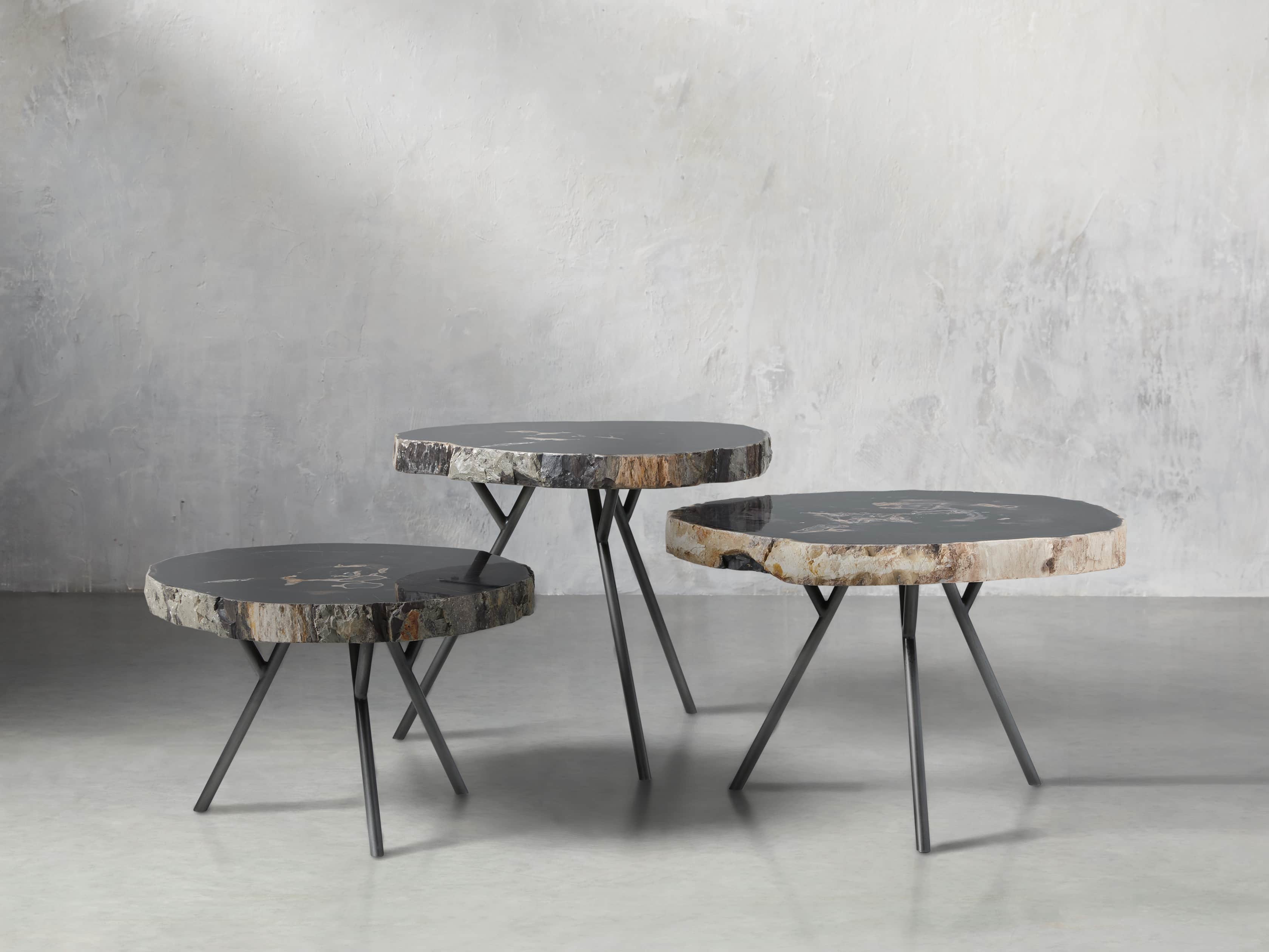 Trio Petrified Coffee Table Set in Black