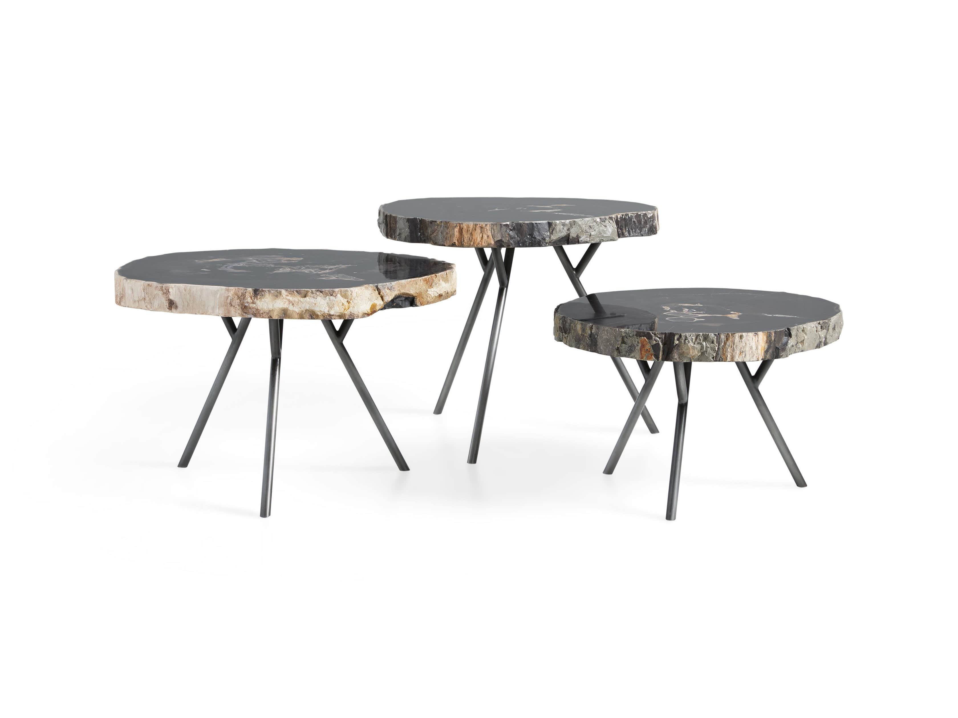 Trio Petrified Coffee Table Set in Black
