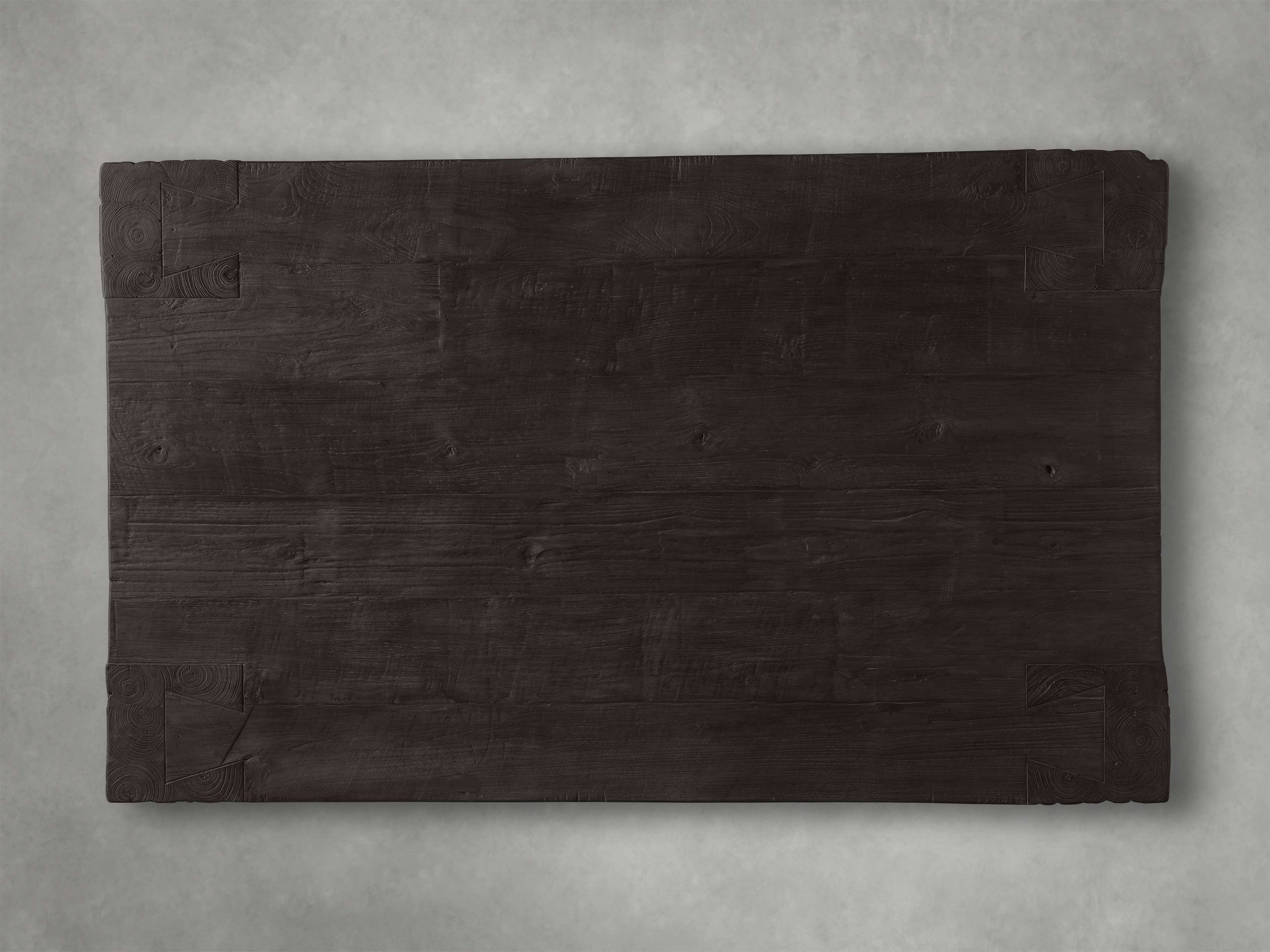 Rectangular coffee table made of reclaimed teak wood with a gray finish, featuring a rustic design and visible wood grain.