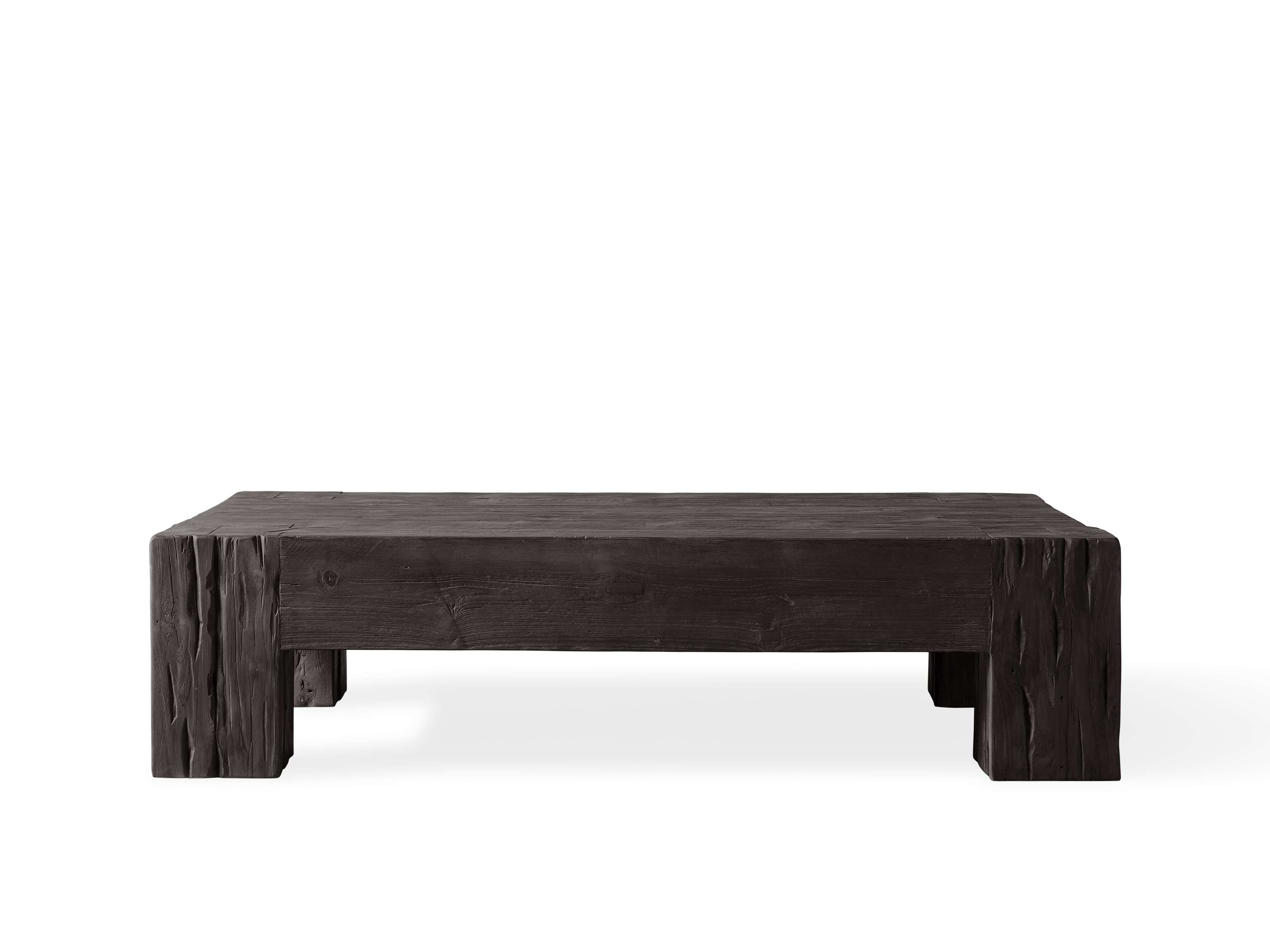 A handcrafted gray wooden Ubud coffee table made from reclaimed teak, featuring a rustic finish and sturdy rectangular design.