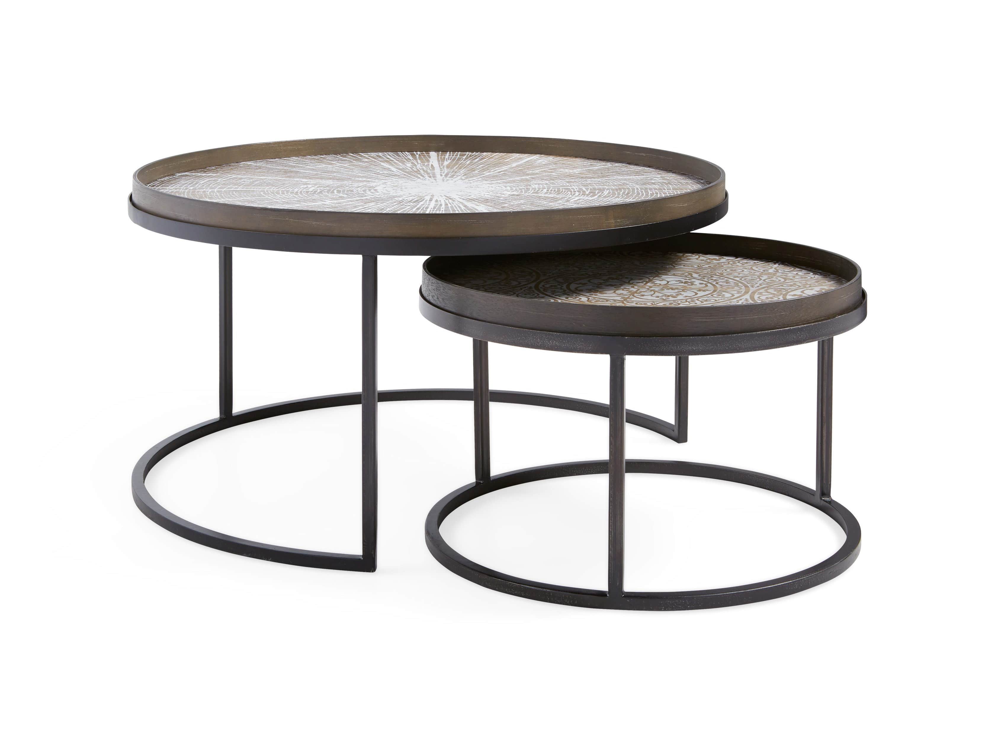 Arnhem White Slice and Aged Mirror Nesting Coffee Table, slide 1 of 5