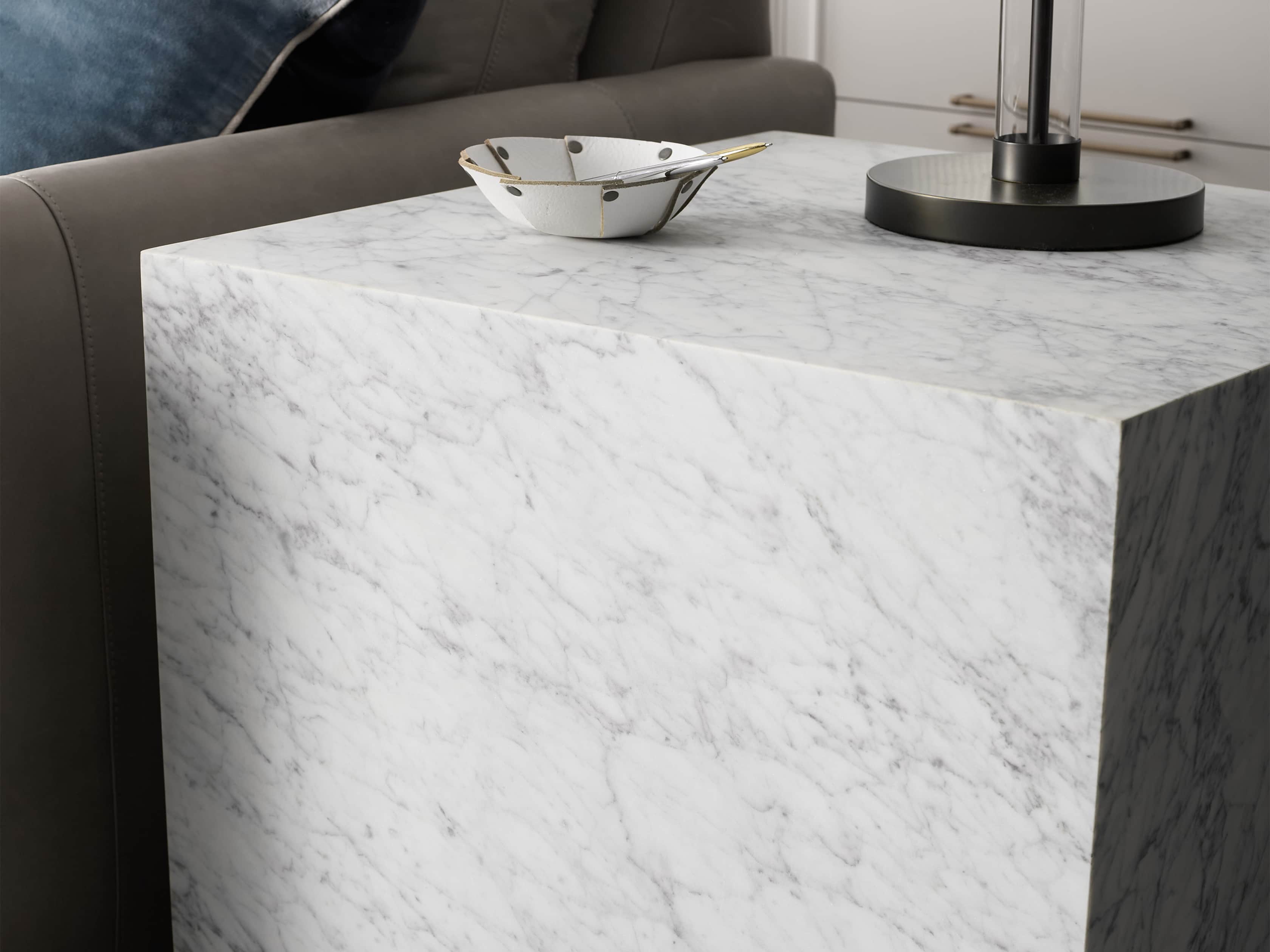 Aviana 24" End Table in White Marble, slide 5 of 7