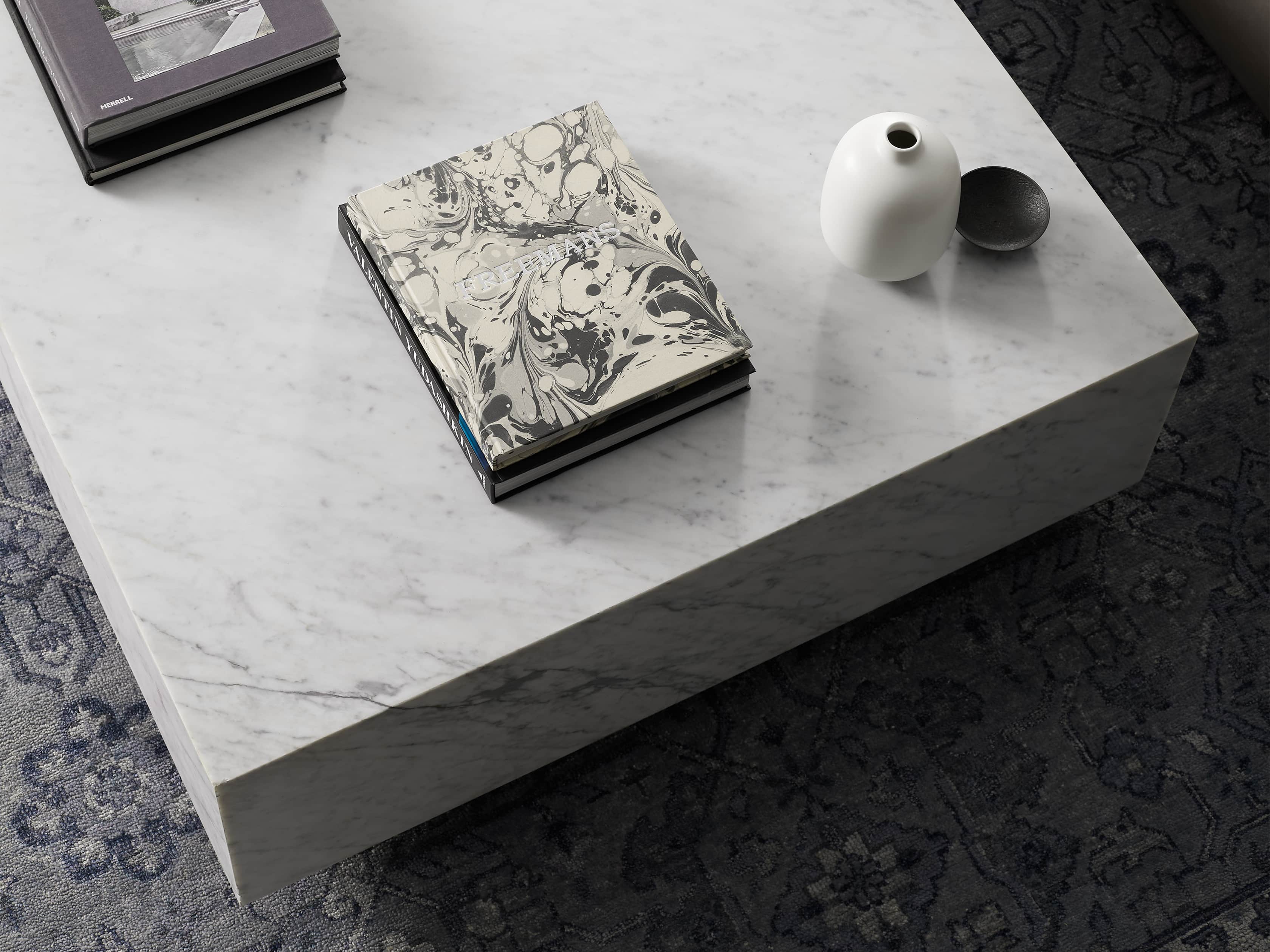 Aviana 68" Coffee Table in White Marble, slide 5 of 7