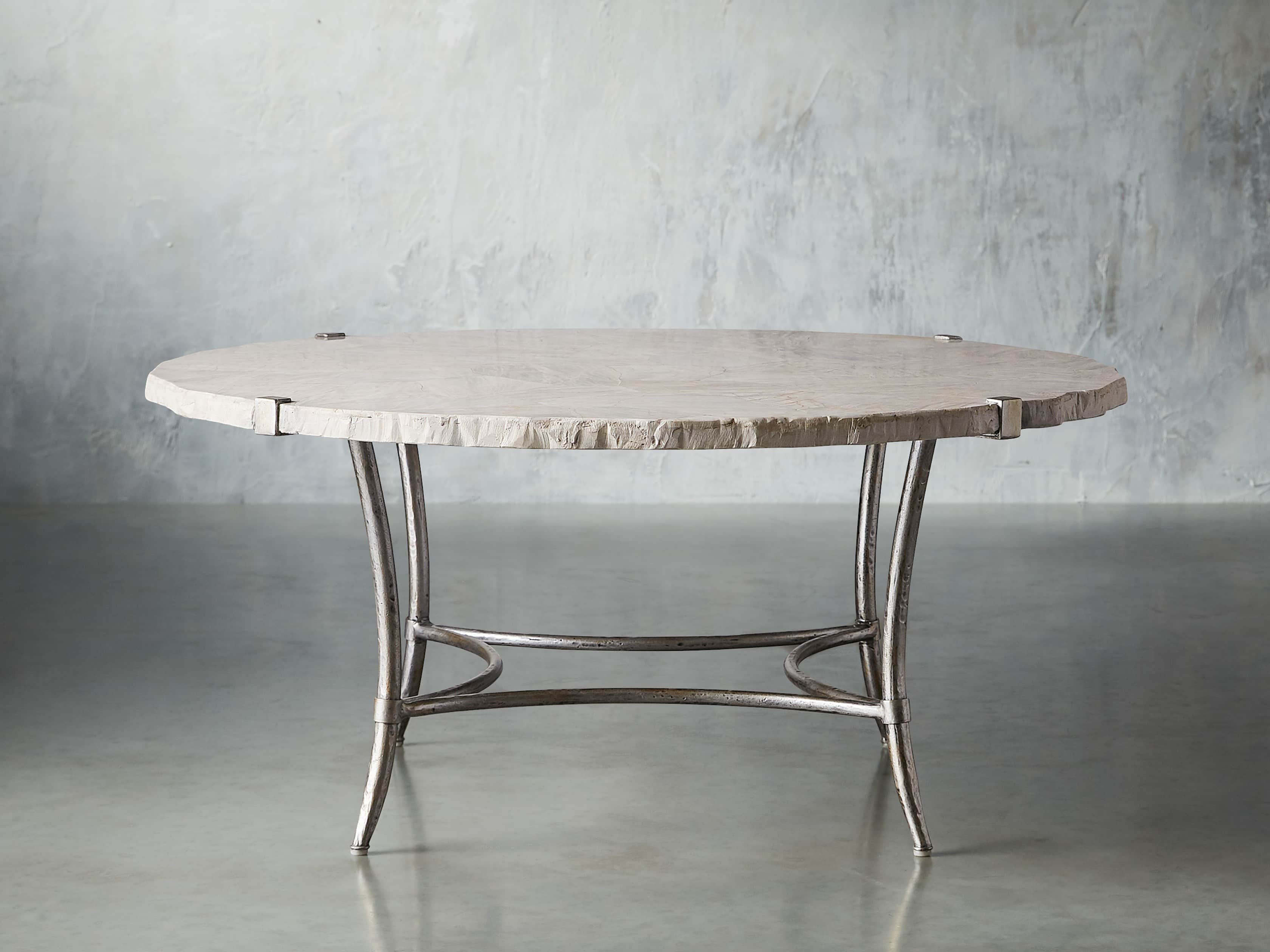 Boracay 42" Coffee Table With Marble Top in Platinum