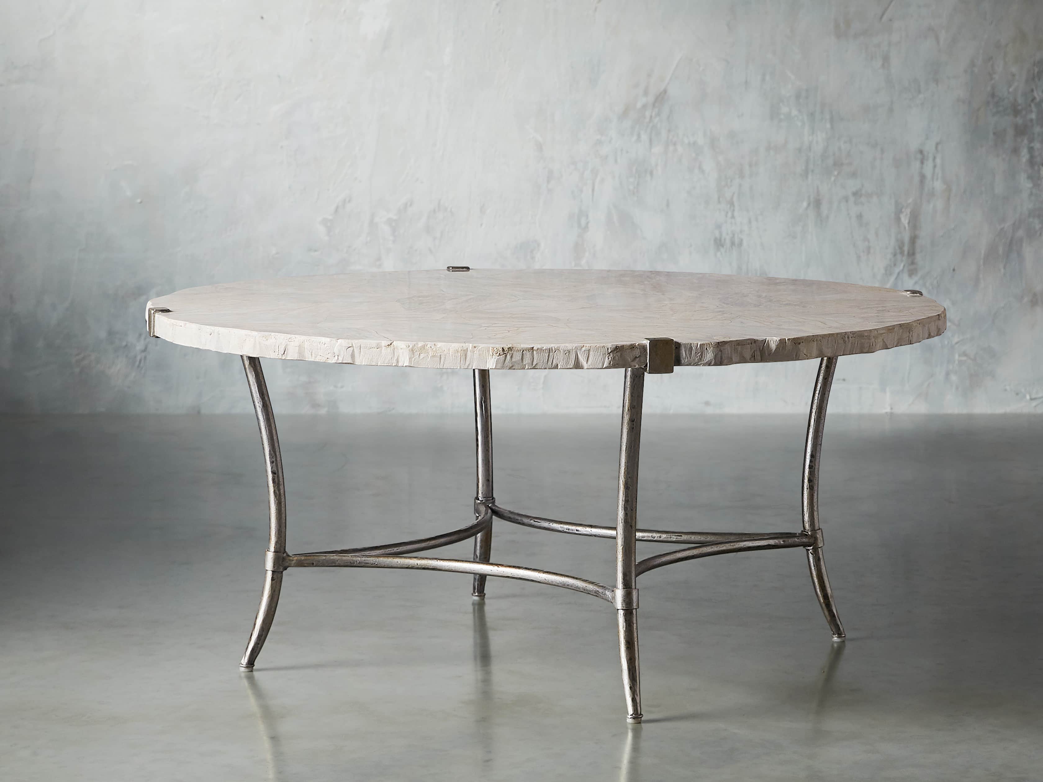 Boracay 42" Coffee Table With Marble Top in Platinum